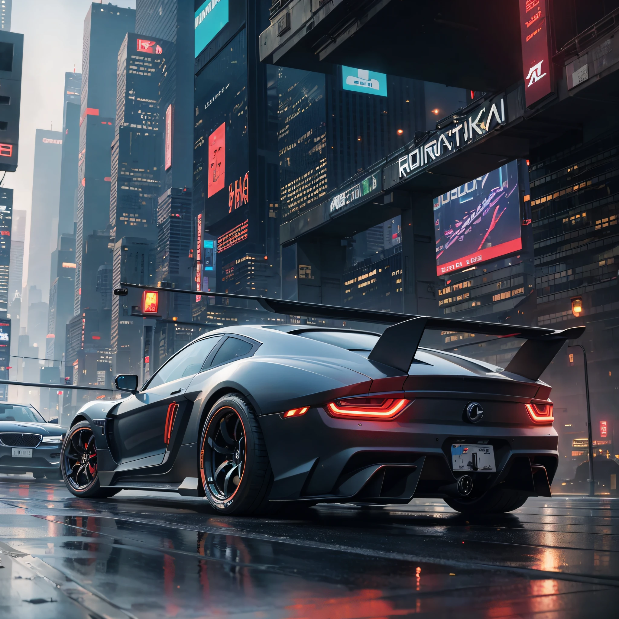 (巨作,Best quality)),Ultra-detailed, 4K, high resolucion, Cinematic, widebody sports car, Vehicle focus, English Town, Neon lights, skyscraper, (RAW photos:1.2),(make realistic:1.4),(nmasterpiece:1.3),(最佳质量:1.4),ultra-high-resolution,8K分辨率, --auto