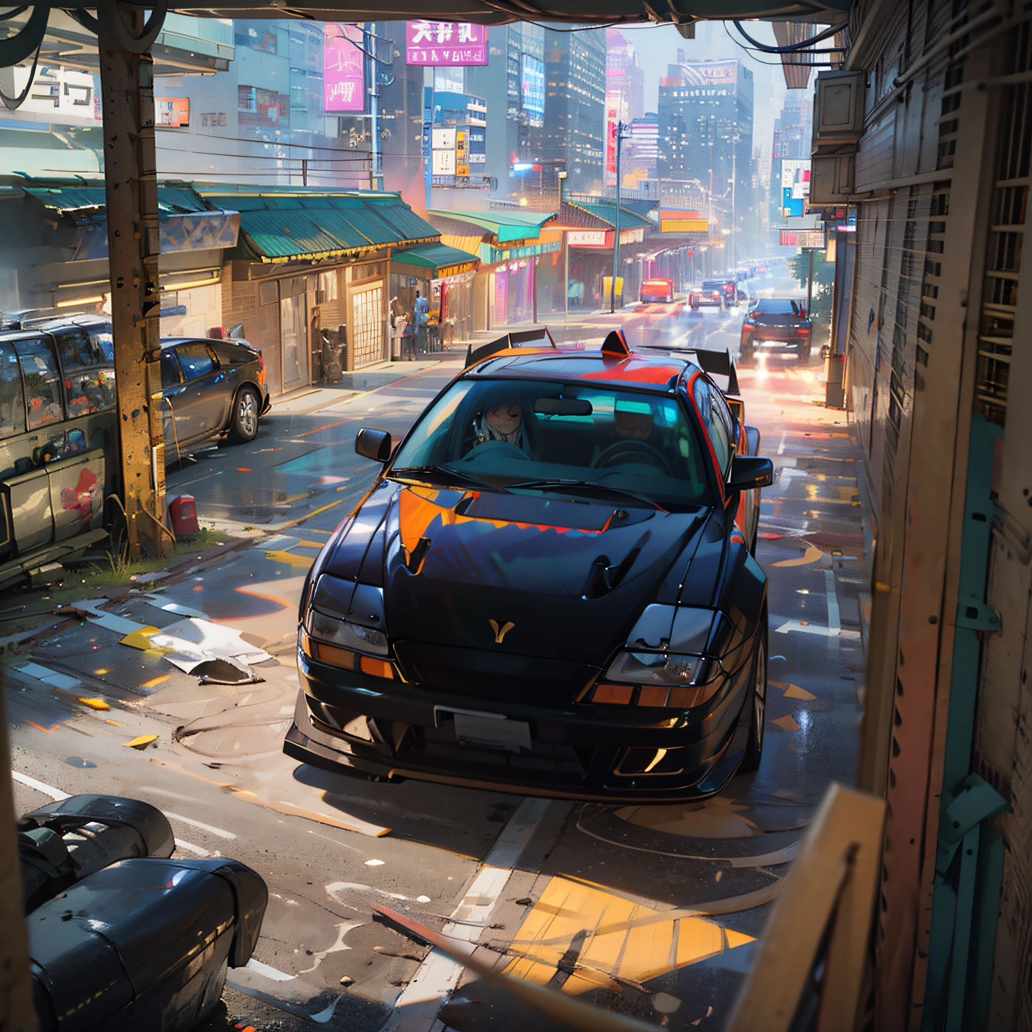 (巨作,Best quality)),Ultra-detailed, 4K, high resolucion, Cinematic, widebody sports car, Vehicle focus, French Quarter, Neon lights, skyscraper, (RAW photos:1.2),(make realistic:1.4),(nmasterpiece:1.3),(最佳质量:1.4),ultra-high-resolution,8K分辨率, --auto