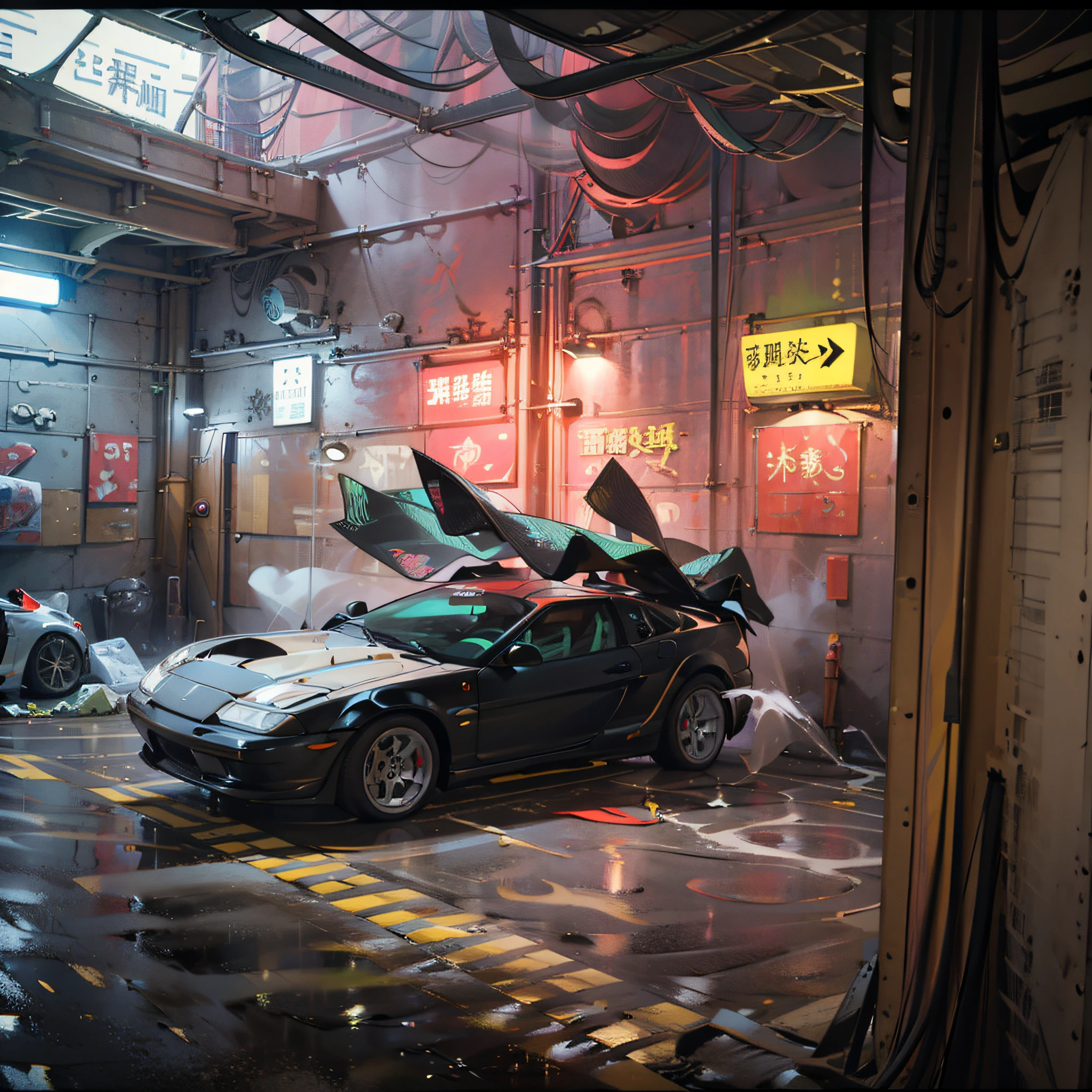 (巨作,Best quality)),Ultra-detailed, 4K, high resolucion, Cinematic, widebody sports car, Vehicle focus, French Quarter, Neon lights, skyscraper, (RAW photos:1.2),(make realistic:1.4),(nmasterpiece:1.3),(最佳质量:1.4),ultra-high-resolution,8K分辨率, --auto