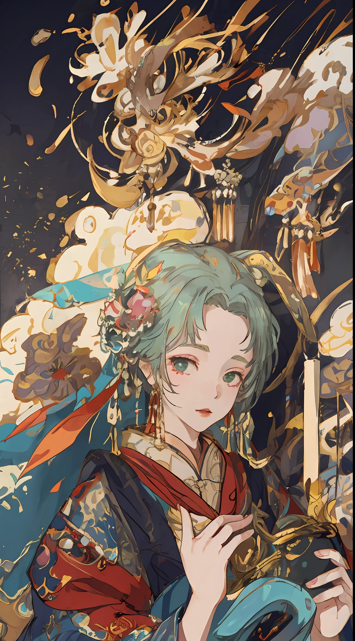 agirl,an illustration of a woman in traditional chinese costume,Anime aesthetic style,32k ULTRAHD,Blink and missed details,Beautiful anime-inspired characters,beige and aquamarine,Close up of,Clear face,Clean white background,nmasterpiece,super detaill,Epic composition,ultra high def,high qulity,Extremely detailled,offcial art,Uniform 8K wallpaper,super detaill,32K,lune,bugger,Pflanzen