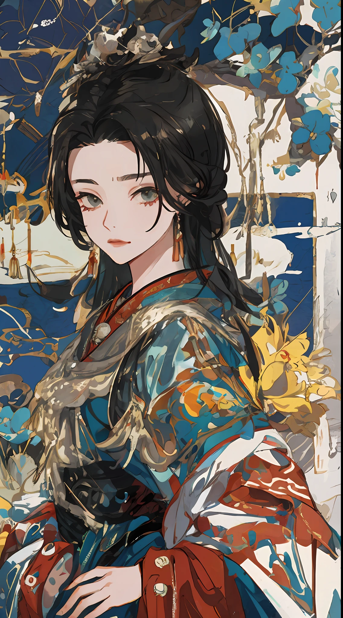 agirl,an illustration of a woman in traditional chinese costume,Anime aesthetic style,32k ULTRAHD,Blink and missed details,Beautiful anime-inspired characters,beige and aquamarine,Close up of,Clear face,Clean white background,nmasterpiece,super detaill,Epic composition,ultra high def,high qulity,Extremely detailled,offcial art,Uniform 8K wallpaper,super detaill,32K,lune,bugger,Pflanzen