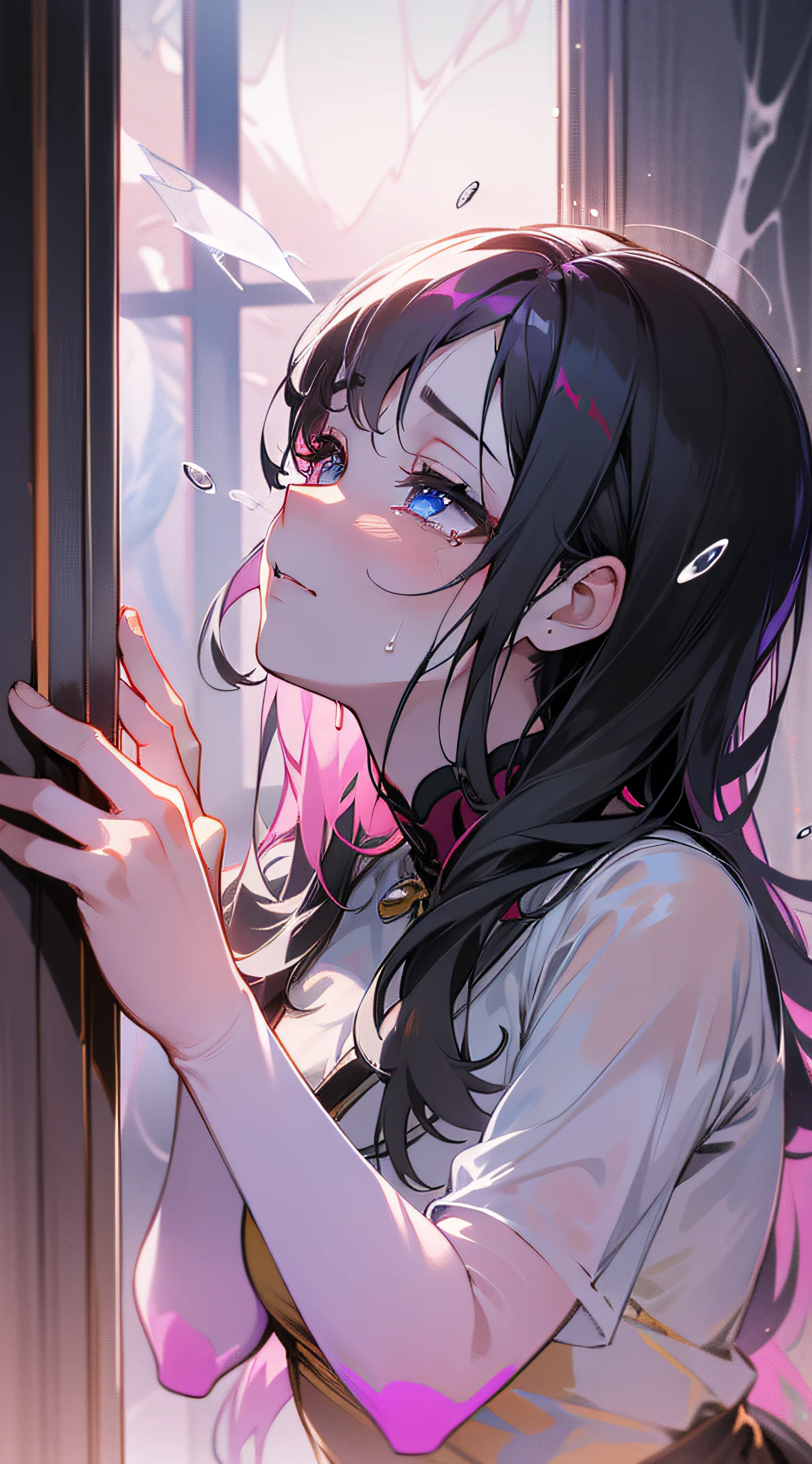 A girl, in the room, Ruan Shu knocked on the door anxiously, crystal tears swirled in her eyes, she looked up at the window. The pale and almost transparent skin seemed to break and dissipate at any time, but the black and thick eyelashes were like butterflies, trembling and majestic, as if they would dance at any time.