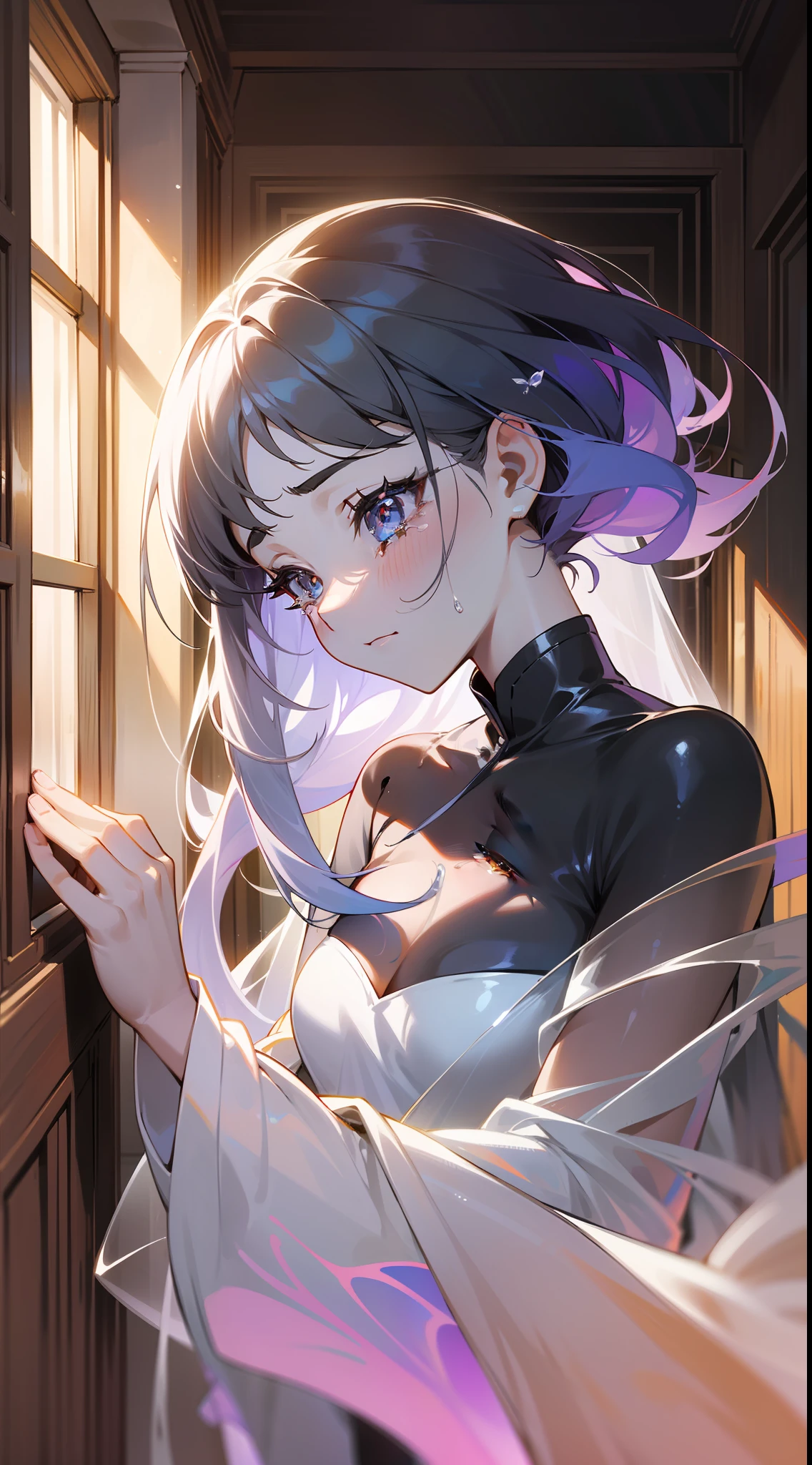 A girl, in the room, Ruan Shu knocked on the door anxiously, crystal tears swirled in her eyes, she looked up at the window. The pale and almost transparent skin seemed to break and dissipate at any time, but the black and thick eyelashes were like butterflies, trembling and majestic, as if they would dance at any time.