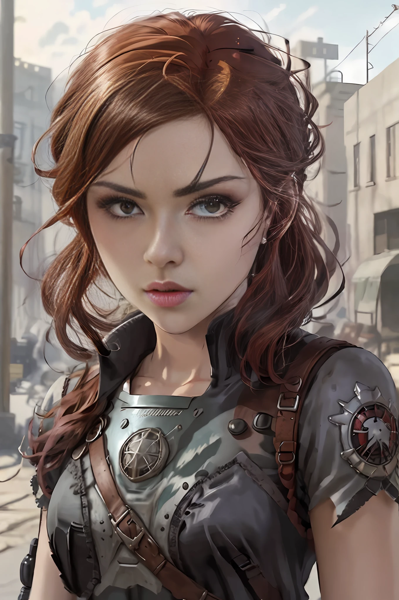 A closeup of a woman with red hair and a sword, Rossdraw portrait, Rossdraw 1. 0, :: Rossdraws, RossDraws, RossDraws, Wlop Rossdraws, CGSetivity Portrait, RossDraws, 2. 0, inspired by Rossdraws, Alexandra Fomina Artstation, Awesome Digital Illustration, Cute Cyborg Girl, Lois Van RossDraw, Bark, Berserk Shell, Berserk Anime