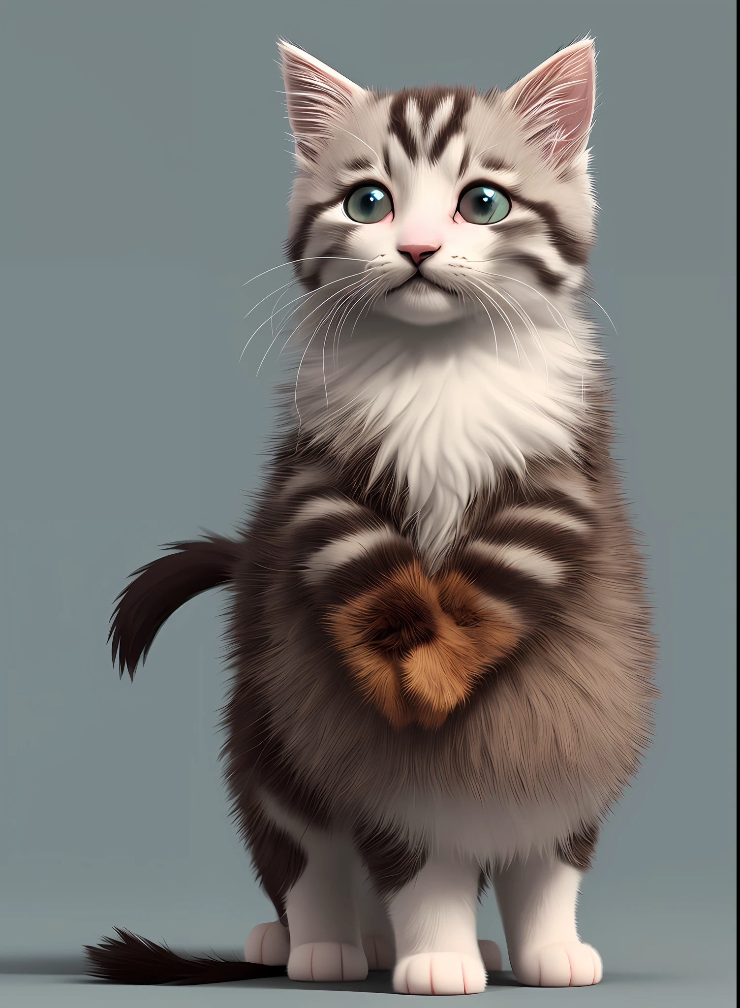 mr. fluffy the fluffiest fluff ball kitten on earth, CUTE ornate, dynamic, particulate, intricate, elegant, highly detailed, centered, artstation, smooth, sharp focus, octane render, in the style of modern disney, 3d