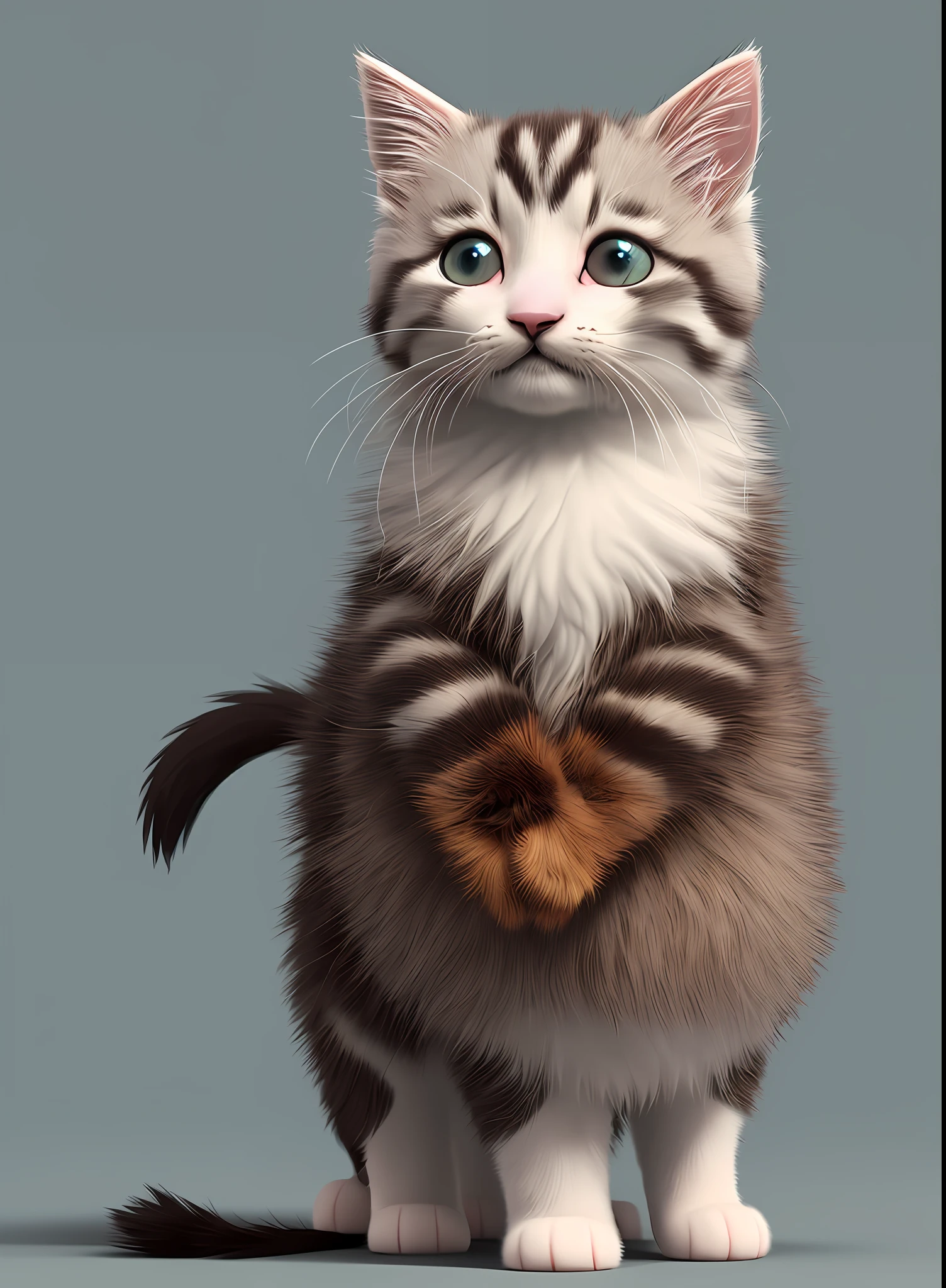 mr. fluffy the fluffiest fluff ball kitten on earth, CUTE ornate, dynamic, particulate, intricate, elegant, highly detailed, centered, artstation, smooth, sharp focus, octane render, in the style of modern disney, 3d