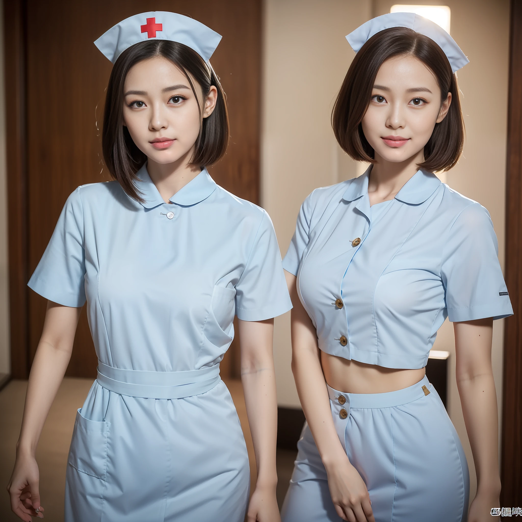 18-year-old beautiful nurse，Live action film photography，shooting full body:1.8，Full body photo of a real person，clong legs，big breasts thin waist，Petite and cute，（RAW photos，最佳质量，16k,high-definition），nmasterpiece，18age，Chinese nurse，Petite and cute，（shooting full body：1.8），（（（white love liquid））） The nurse's uniform is smooth、 Nurse hat、 stethoscope， clong legs，big breasts thin waist，最佳质量，（exquisite detailing），high resolucion，Extremely detailled，（Nurse's uniform）Super realistic detailed clothing features，（Realistic and detailed nurse cap），（（（Concentrate on the infusion））），（Outpatient infusion hall，Peaceful interior）， Smile with， 双眼皮，18-year-old female model，Beautiful Chinese girl，perfectbody，Petite and slim，medium boobs，big breasts thin waist，Beautiful buttocks，beauty legs，Nurse shoes，Dignified posture，Stylish short hair:1.2，Small melon seed face:1.0，Realistic and perfect face and skin，Detailed beautiful eyes，双眼皮，long eyelash，Swollen eyes，Realistic face and eyes，Facial light，Super detailed facial details，Gloss on lips，Blushlush:1.0，The skin is white and shiny:1.2，Extensive illumination，naturalshading，shooting full body:1.8