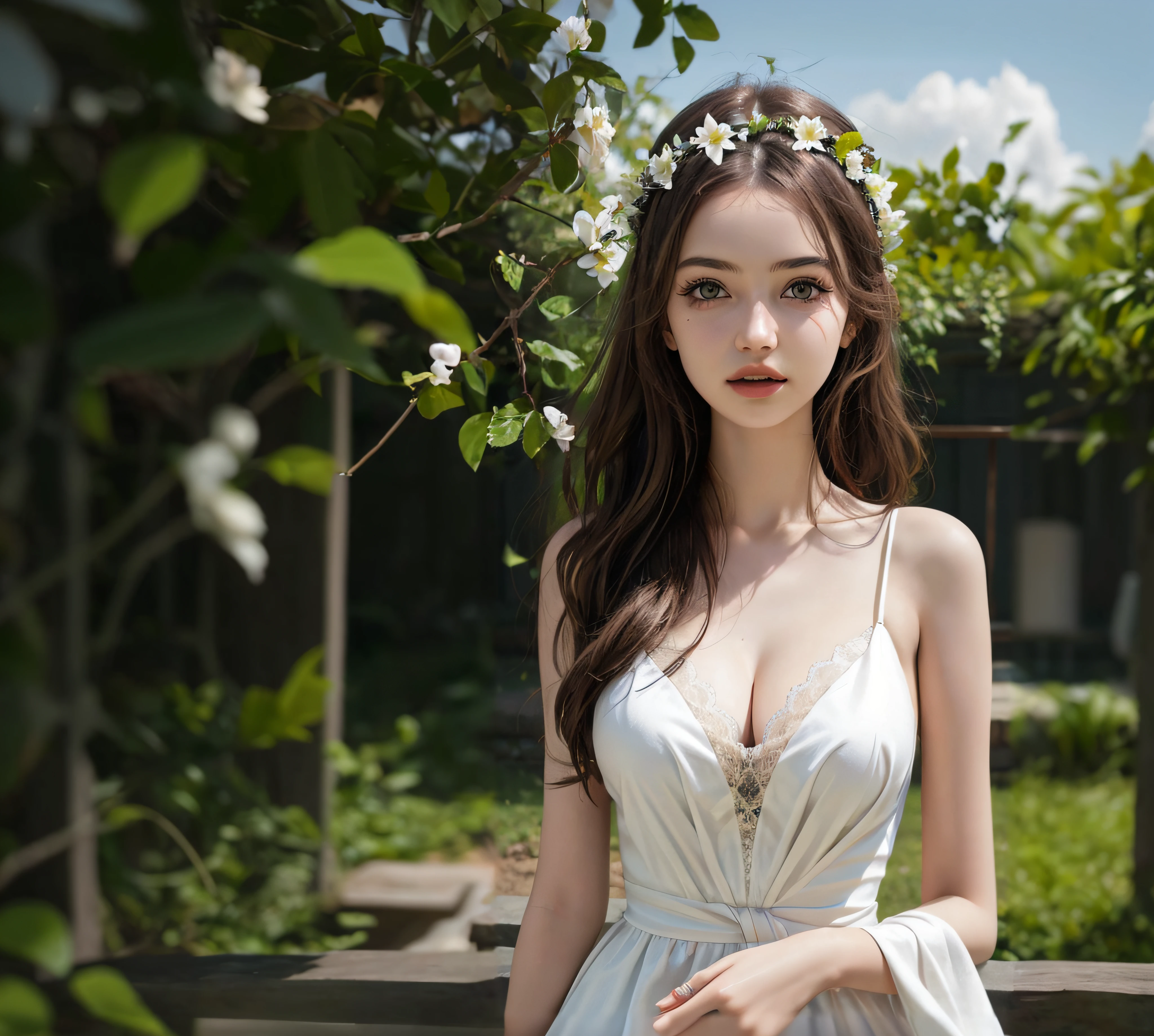 a close up of a woman in a white dress posing for a picture, beautiful asian girl, beautiful girl model, gorgeous chinese model, lovely delicate face, beautiful model girl, gorgeous young korean woman, pale milky white porcelain skin, beautiful detailed body and face, beautiful south korean woman, beautiful delicate face, pale snow white skin, beautiful young korean woman, very beautiful girl