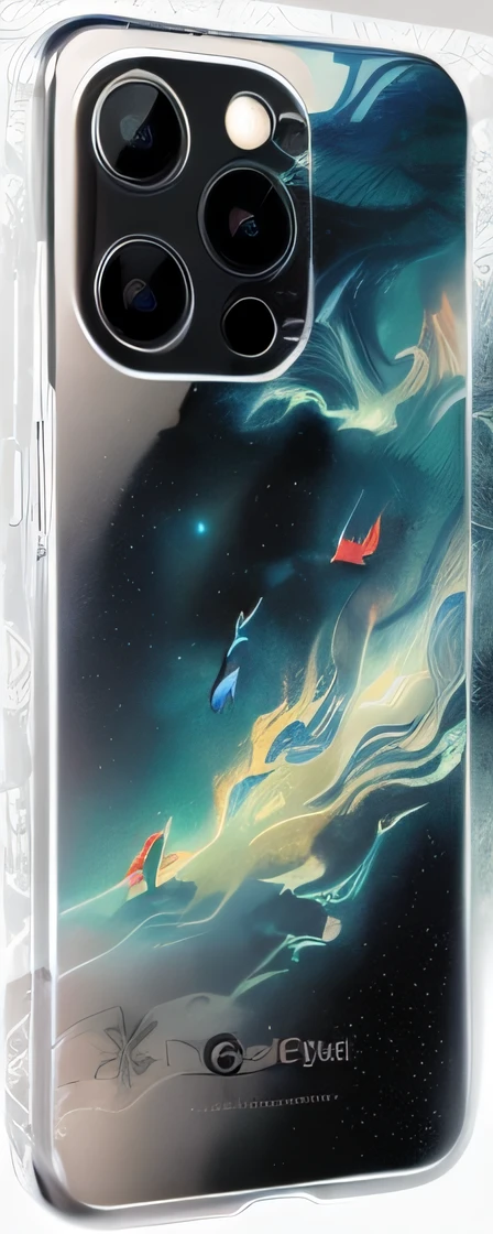 There is a picture of a phone case,There is a picture of a wolf on it, inspired by Nōami, inspired by Sōami, mobile phone wallpaper. an intricate, the Milky Way, full art, fantasy - n 9, inspired by Ma Yuan, inspired by Ma Lin, bottom - view, tanks, Detailed painting 4 k, intricate oil details, extended art, full - view