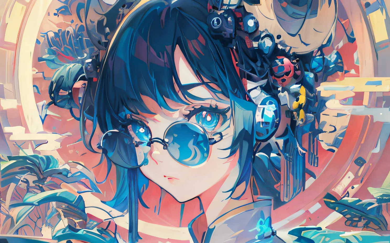 a close up of a person with a headphones and a clock, anime style 4 k, anime vibes, anime cyberpunk art, anime style artwork, anime styled digital art, anime art wallpaper 4 k, anime art wallpaper 4k, detailed digital anime art, cyberpunk anime art, dreamy psychedelic anime, anime style mixed with fujifilm, detailed anime artwork, trending anime artwork