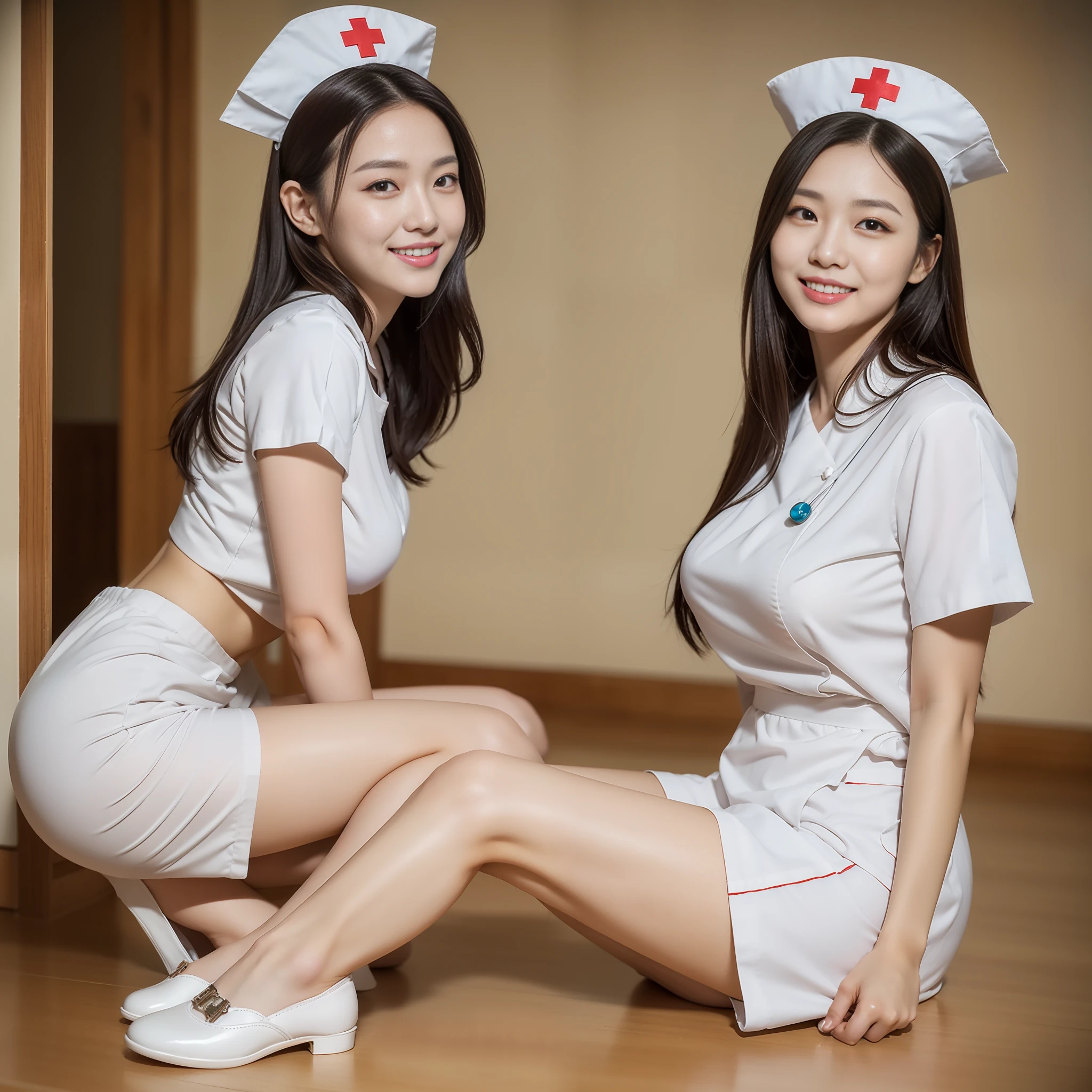 18-year-old beautiful nurse,Live action film photography,shooting full body:1.8,Full body photo of a real person,clong legs,big breasts thin waist,Petite and cute,(RAW photos,最佳质量,16k,high-definition),nmasterpiece,18age,Chinese nurse,Petite and cute,(shooting full body:1.8),(((white love liquid))) The nurse's uniform is smooth、 Nurse hat、 stethoscope, clong legs,big breasts thin waist,最佳质量,(exquisite detailing),high resolucion,Extremely detailled,(Nurse's uniform)Super realistic detailed clothing features,(Realistic and detailed nurse cap),(((Concentrate on the infusion))),(Outpatient infusion hall,Peaceful interior), Smile with, 双眼皮,18-year-old female model,Beautiful Chinese girl,perfectbody,Petite and slim,medium boobs,big breasts thin waist,Beautiful buttocks,beauty legs,Beautiful feet,Nurse shoes,Dignified posture,Stylish short hair:1.2,Small melon seed face:1.0,Realistic and perfect face and skin,Detailed beautiful eyes,双眼皮,long eyelash,Swollen eyes,Realistic face and eyes,Facial light,Super detailed facial details,Gloss on lips,Blushlush:1.0,The skin is white and shiny:1.2,Extensive illumination,naturalshading,shooting full body:1.8
