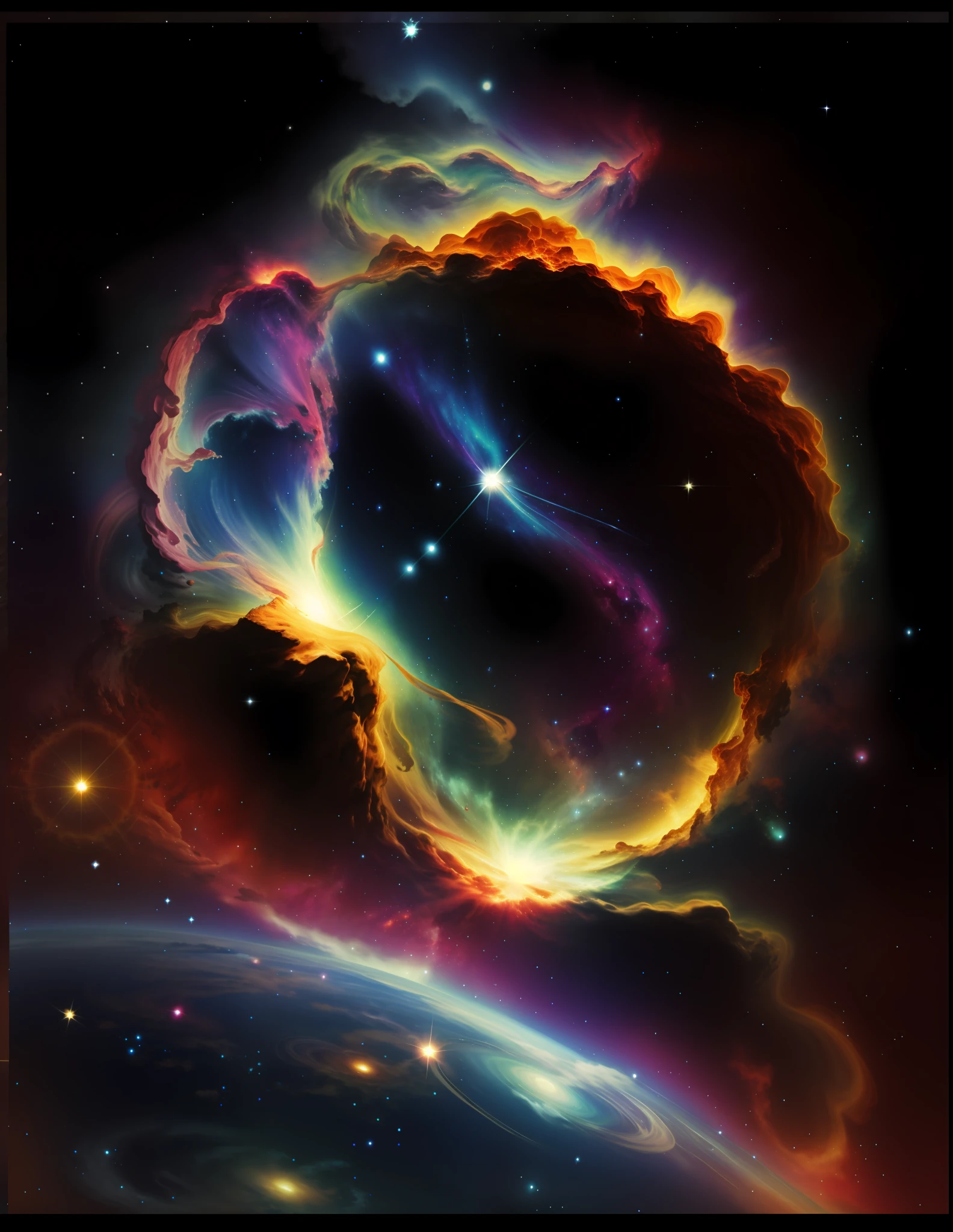 Un primer plano de un objeto planetario en el cielo con estrellas, cosmic nebula, Nace la hermosa nebulosa, nebula explosion, Nebulosa luminosa, epic nebula, Hubble, en una nebulosa, Nebulosas, Nebulosa espacial, humanity like cosmic structure, hubble photography, Foto del Hubble, cosmic nebulae, a cosmic entity made of stars, metallic nebula, Nebulosa colorida