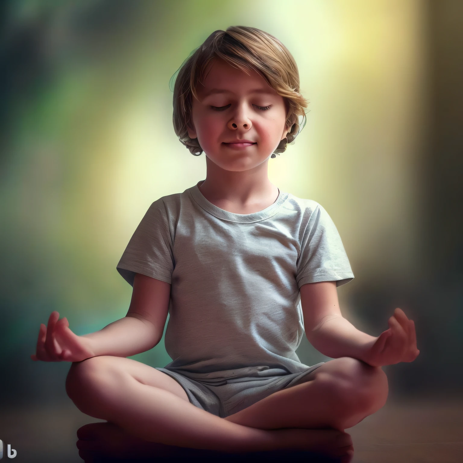 there is a young boy sitting in a lotus position on a wooden floor, meditating pose, meditation pose, Meditando, meditation, Meditating in lotus position, Padmasana, orar meditando, peaceful expression, hindu stages of meditation, lotus pose, serene expression, Meditativo, pose suave e calma, yoga meditation pose, serenidade