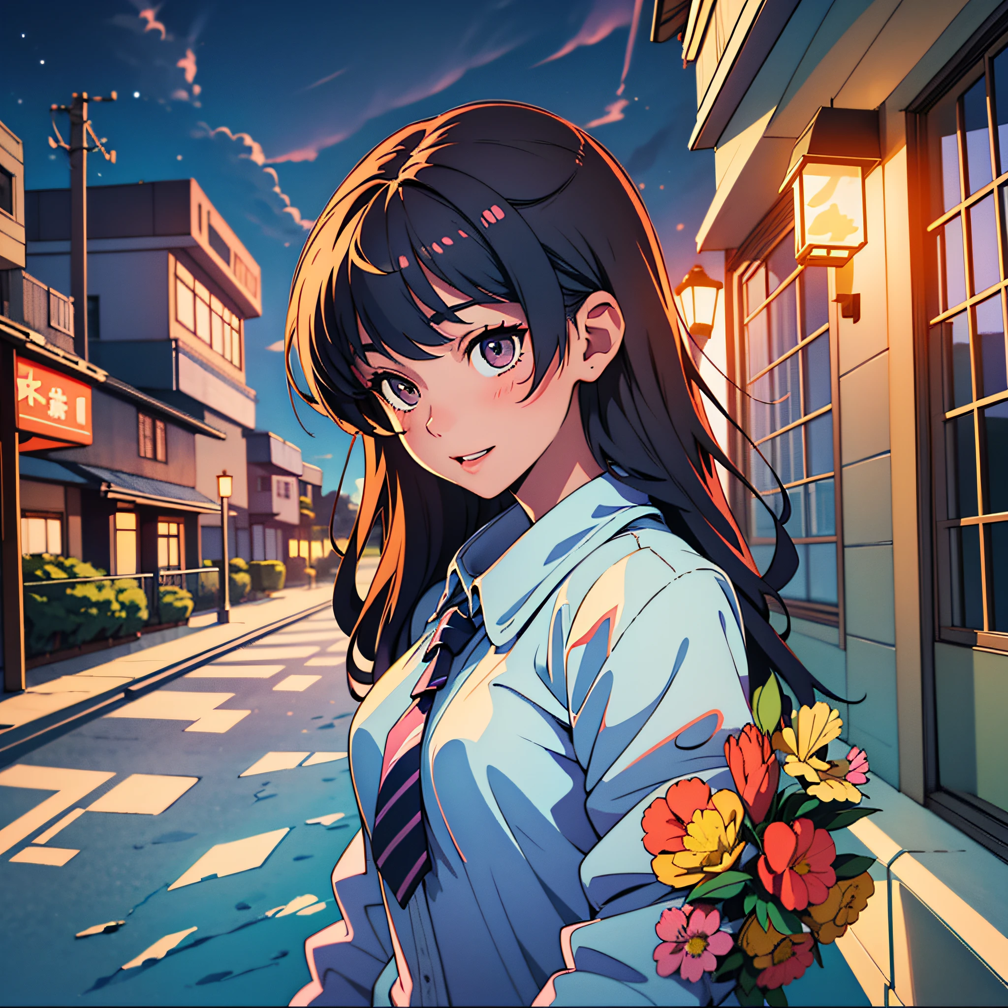 (masterpiece), (best quality), 1girl, kitauji_high_school_uniform, (night), often shows a cheerful look at an inadvertent moment. Like moonlight occasionally leaking through gaps in the clouds, --auto --s2