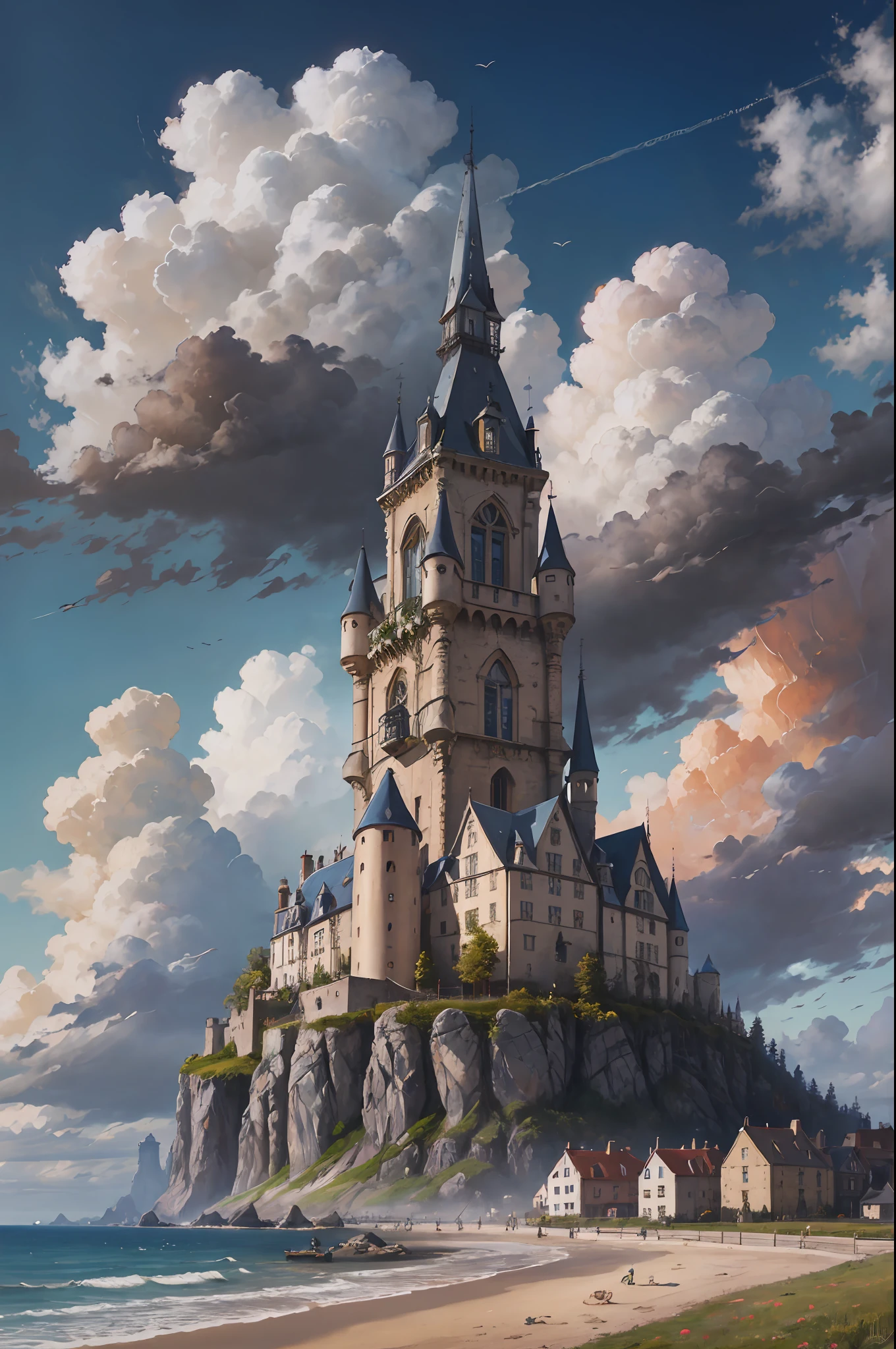 dreamlikeart absurdres highres masterpiece best quality
Alois Arnegger Antoine Blanchard
town castle forest sea sky clouds