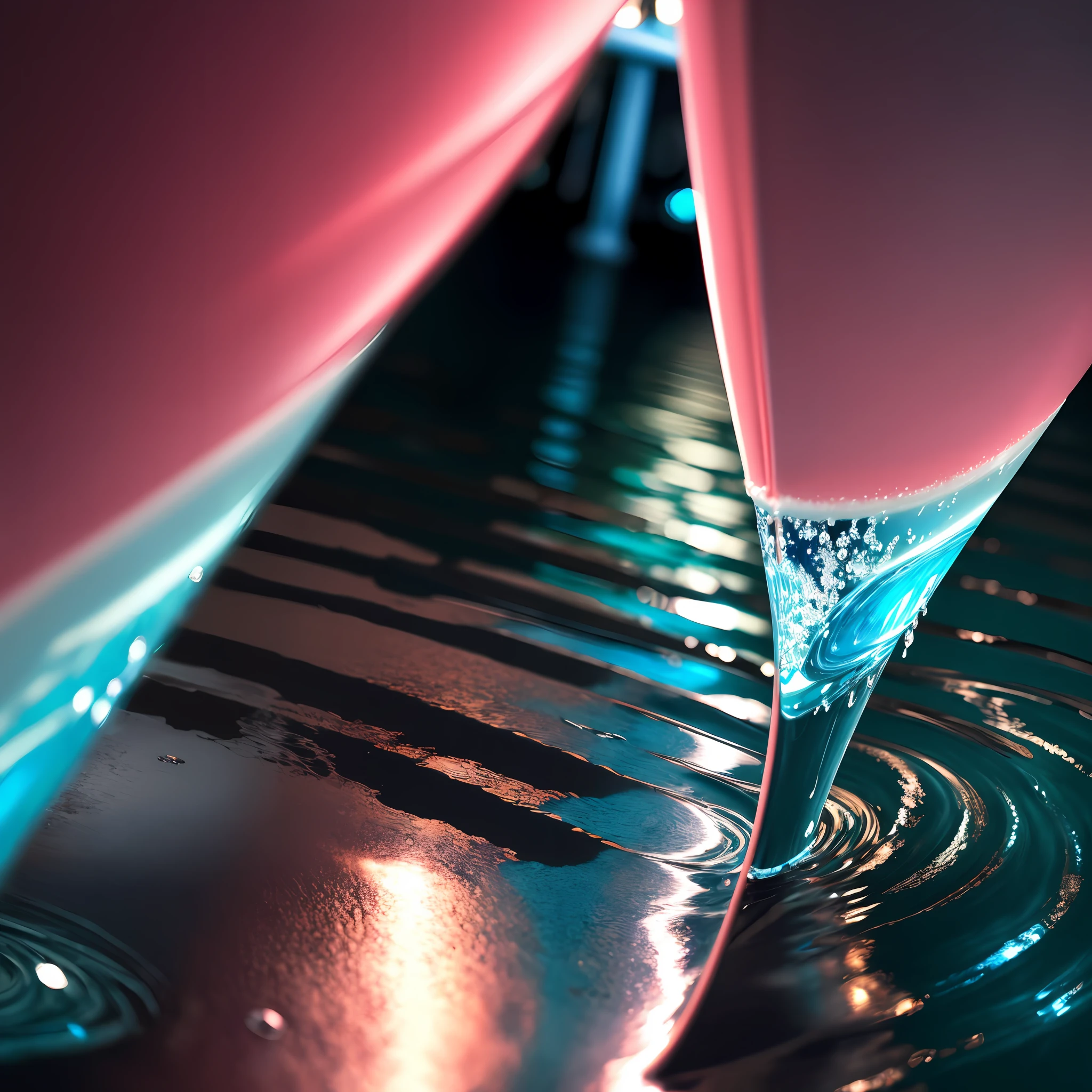 (water surface:1.2)， with blue color，water ripple，nmasterpiece， 最佳质量， high qulity， Extremely detailed CG unit 8k wallpaper， award winning photography，(low-angle shot:1.3)，(Close to the water:1.2)， Bokeh，( Depth of field:1.1)， hdr， flood， color difference， make realistic，Light， Heavily detailed， succinct， high detailes， Dramatic， Art on the go， Volumetriclighting