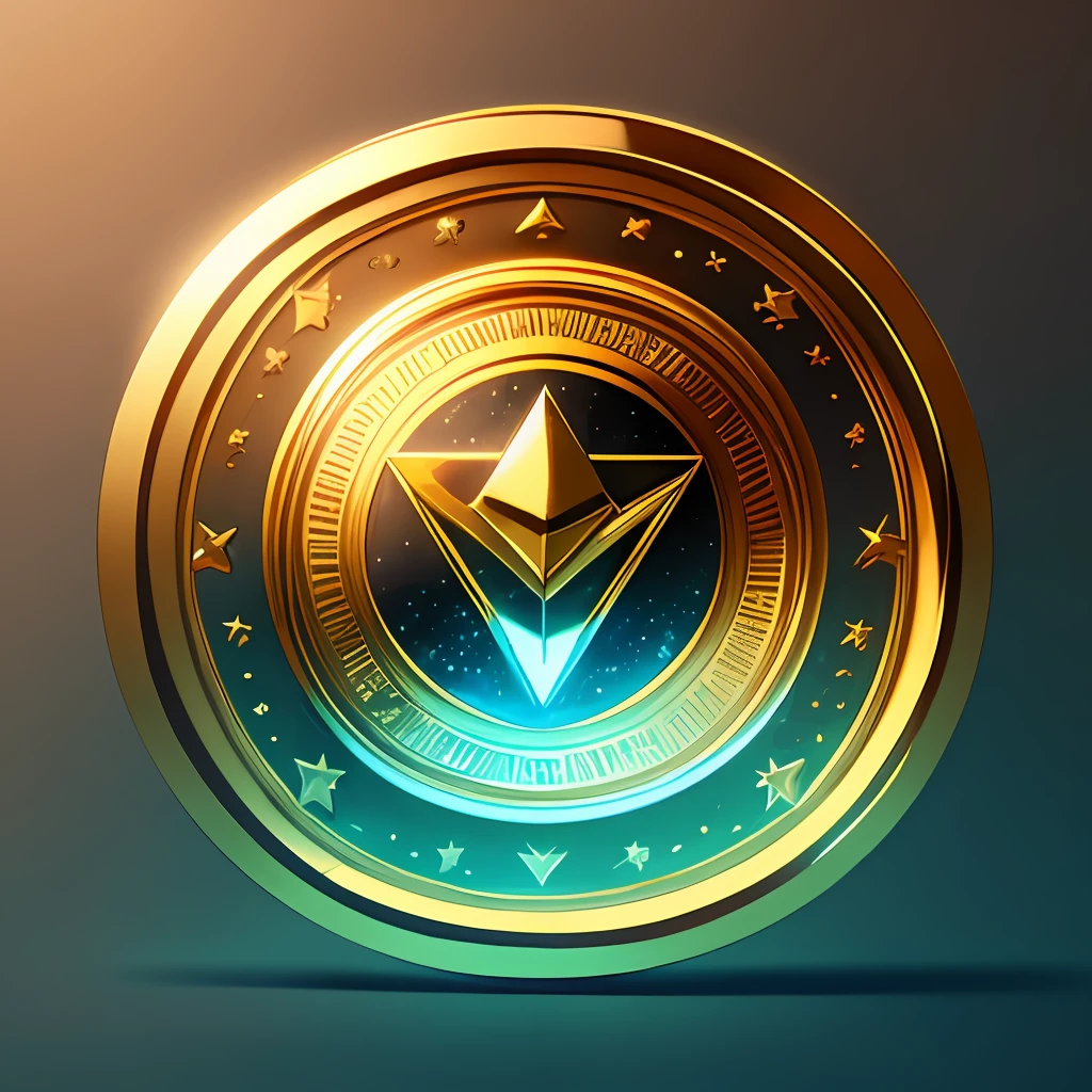 Draw a magic coin icon，AI can be embodied in the middle of the magic coin，Noble and luxurious --auto