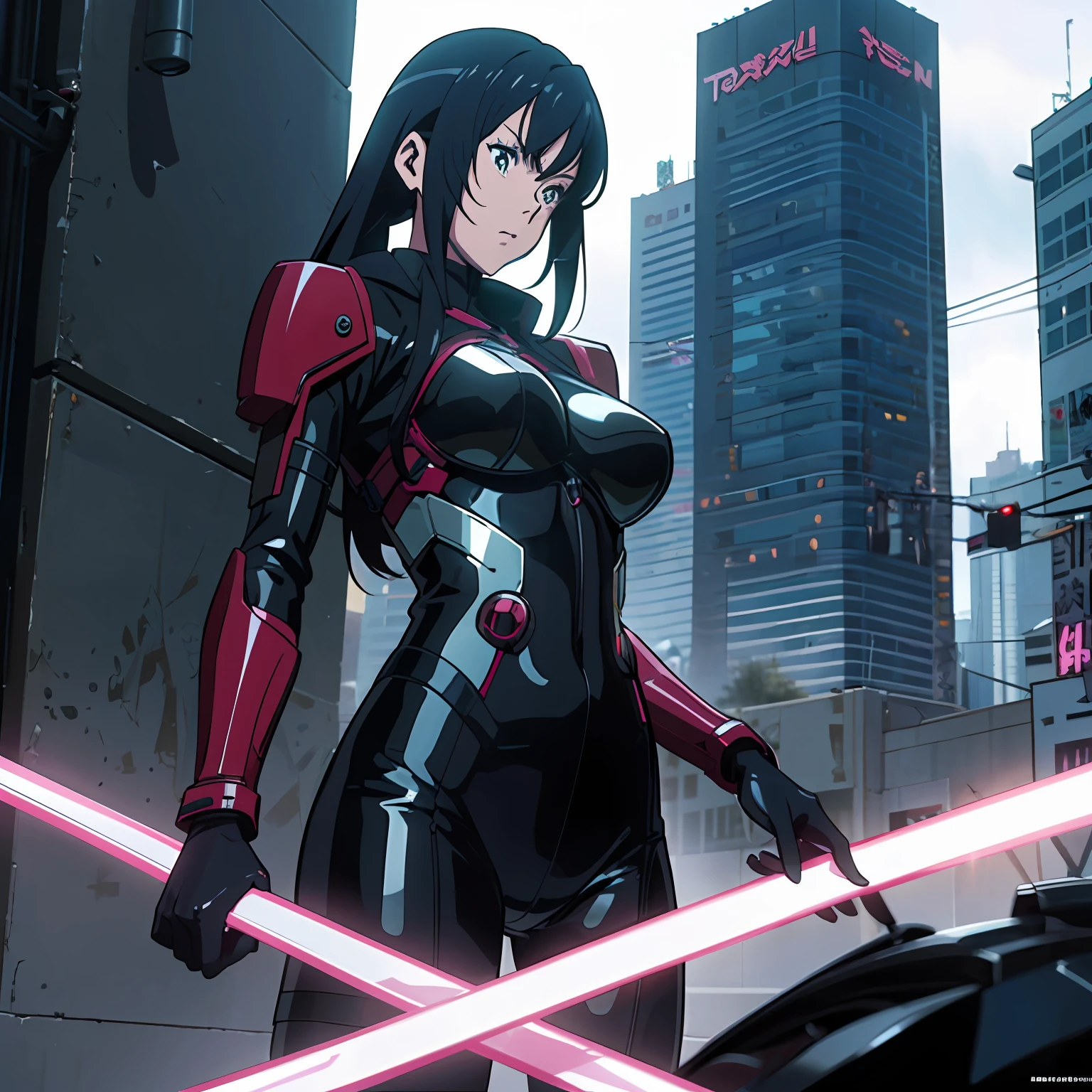 Wear a tech suit,, Best anime 4k konachan wallpaper, badass anime 8 k, pvc armor, an oppai cyberpunk, Female action anime girl