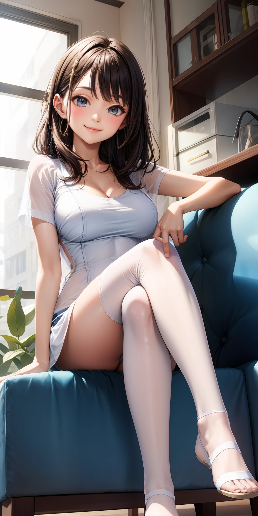 make realistic、Extra large breasts,Chest sheer,Face Real,Smile,Leg thicker,Big buttocks,sexly