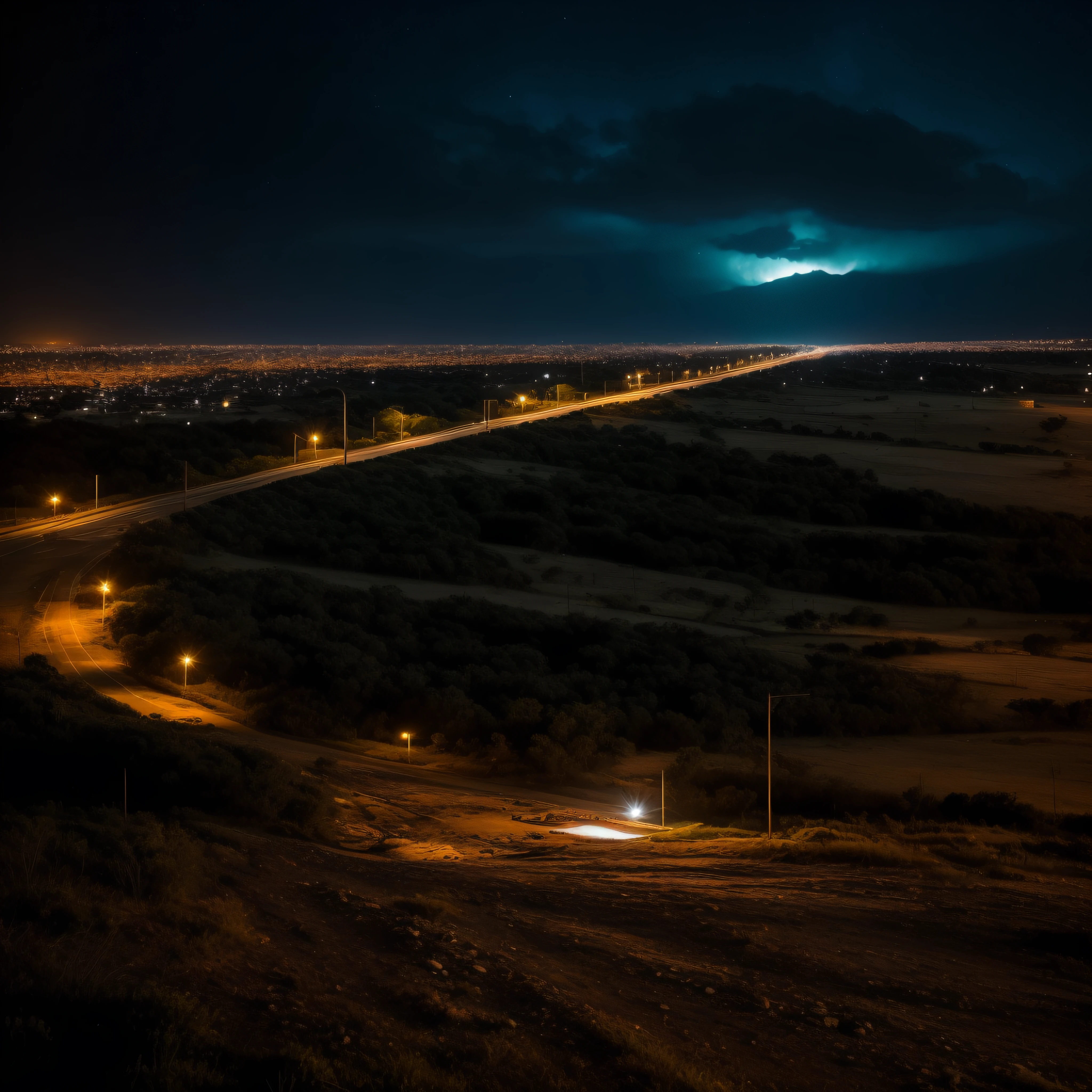 apocalyptic scenery, sinais de cidade com extremo abandono, melancolia, iguerra nuclear, chuva intensa, nevoeiro assustador, noite