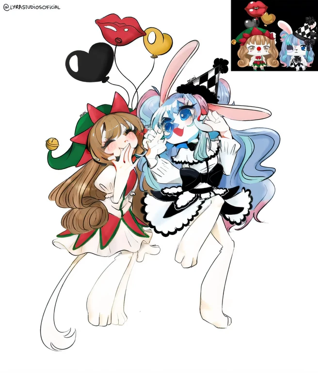 anime characters are dressed up as a maid and a maid maid, fullbody commission for, y 2 k cutecore clowncore, like alice in wonderland, from touhou, loli, alice in wonderland theme, style of magical girl, Official artwork, r/art, r /art, r / art, Pisif, in style of cytus and deemo