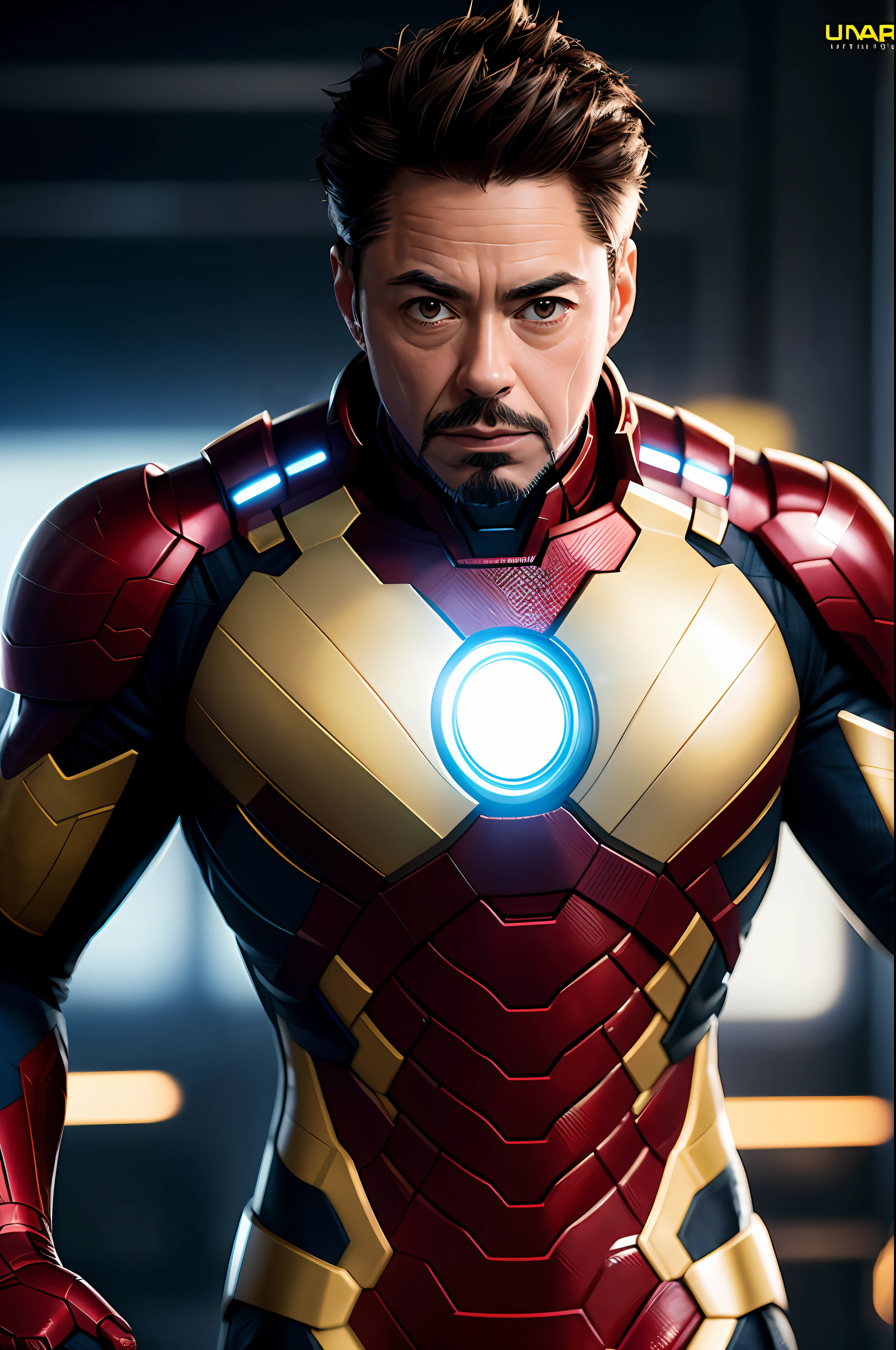 Marvel, Tony Stark, realisticamente, strong and old dynamic lights, barba por fazer cinza, filmagem completa, (papel de parede 8k extremamente detalhado da unidade CG), trending on ArtStation, trend at CGSociety, alto detalhe, sharp-focus, dramatic, fotorrealista