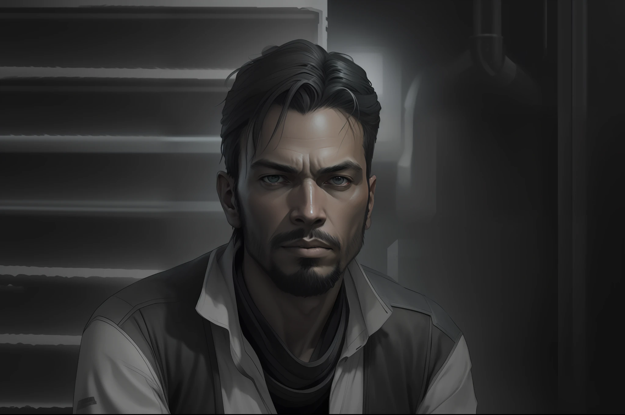 Drawing of Cassian andor, black and white, concept art, artstation, trending, highly detailed, smooth, focus, art by yoji shinkawa,monochrome,
