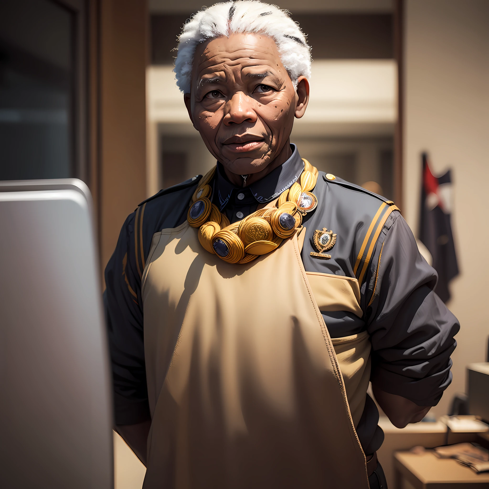 Nelson Mandela, Foto realista, olhando para frente, qualidade 4K --auto