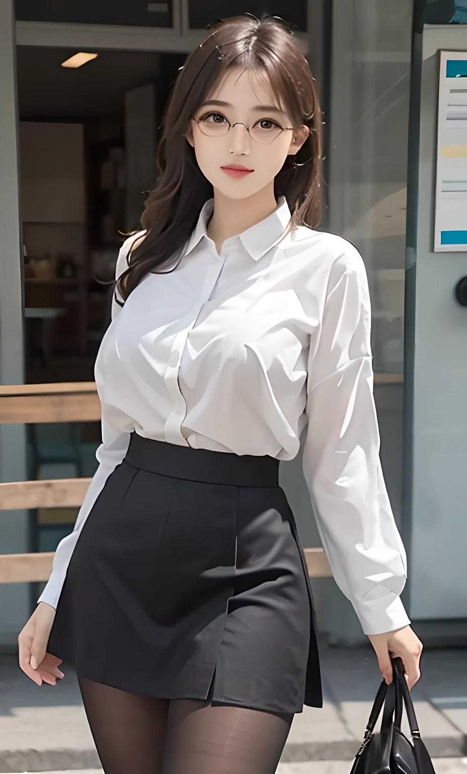 ulzzang-6500-v1.1, (raw photo:1.2), (photorealistic:1.4), beautiful detailed girl, very detailed eyes and face, beautiful detailed eyes, ridiculous, incredibly ridiculous, huge file size, super detailed, high resolution, very detailed, best quality, masterpiece, ((fashion clothing with diverse colors)), illustration, very detailed, CG, unified, 8k wallpaper, amazing, fine detail, masterpiece ,best quality, very detailed CG uniform 8k wallpaper, light on face, movie lighting, 1girl, , long white hair, side splits, (big breasts), (no panties)), (glasses), ((dynamic pose))), ((sexy pose))), (camel toe), (half), (pantyhose)), ((black hip skirt))