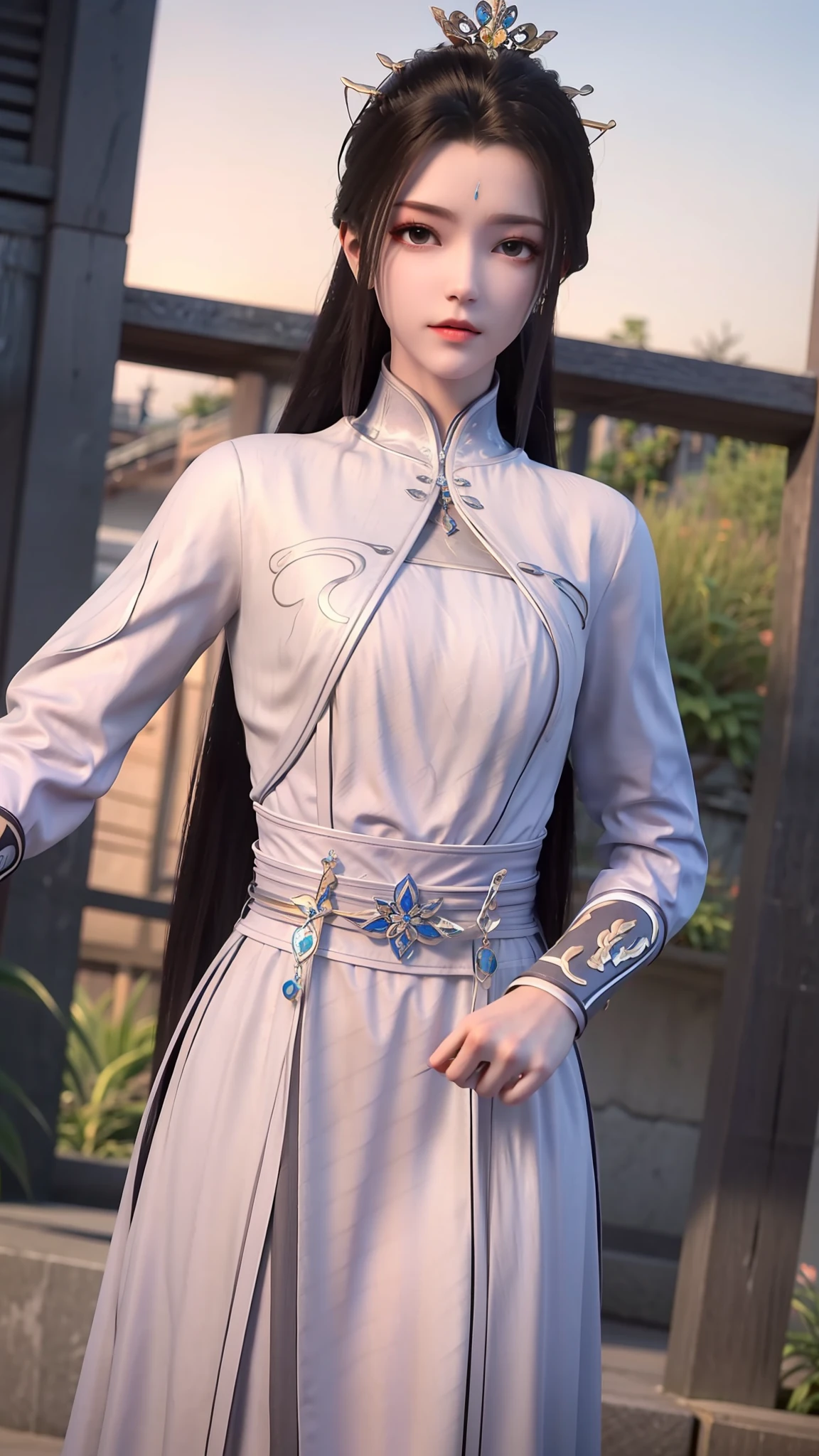 masterpiece,best quality,1girl, brown eyes, black_hair, chinese clothes,red dress,crown,jewelry,hair ornament,looking_at_viewer, cowboy shot,