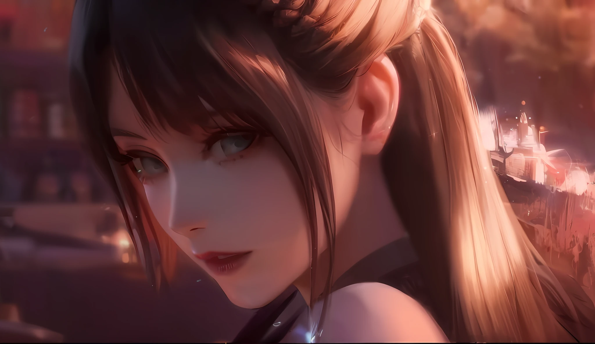 Giant Breast Girl,Side face,Close up of