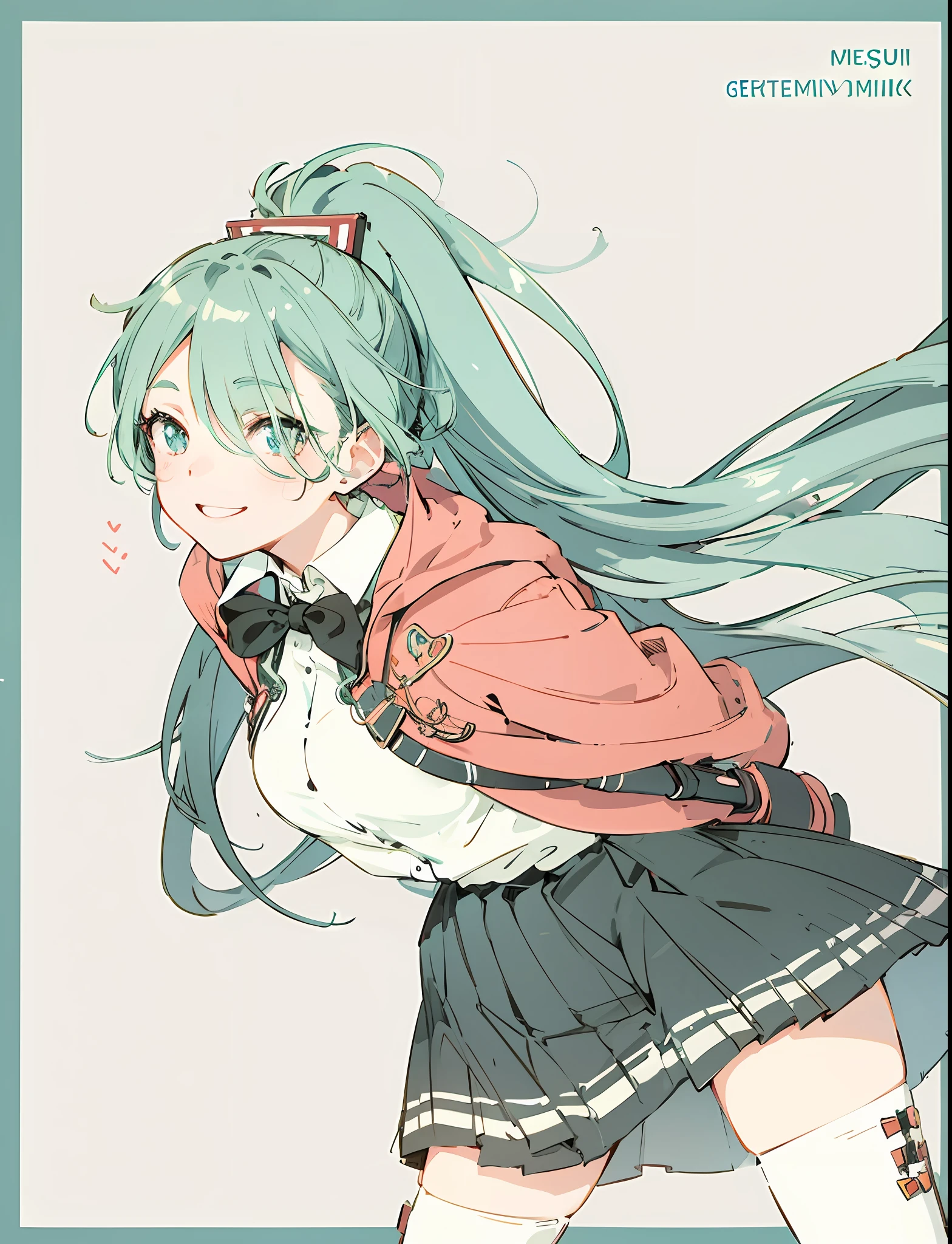 Big breasts Hatsune Miku，gentleness，Smile with，style of anime，filigree，Best qualities