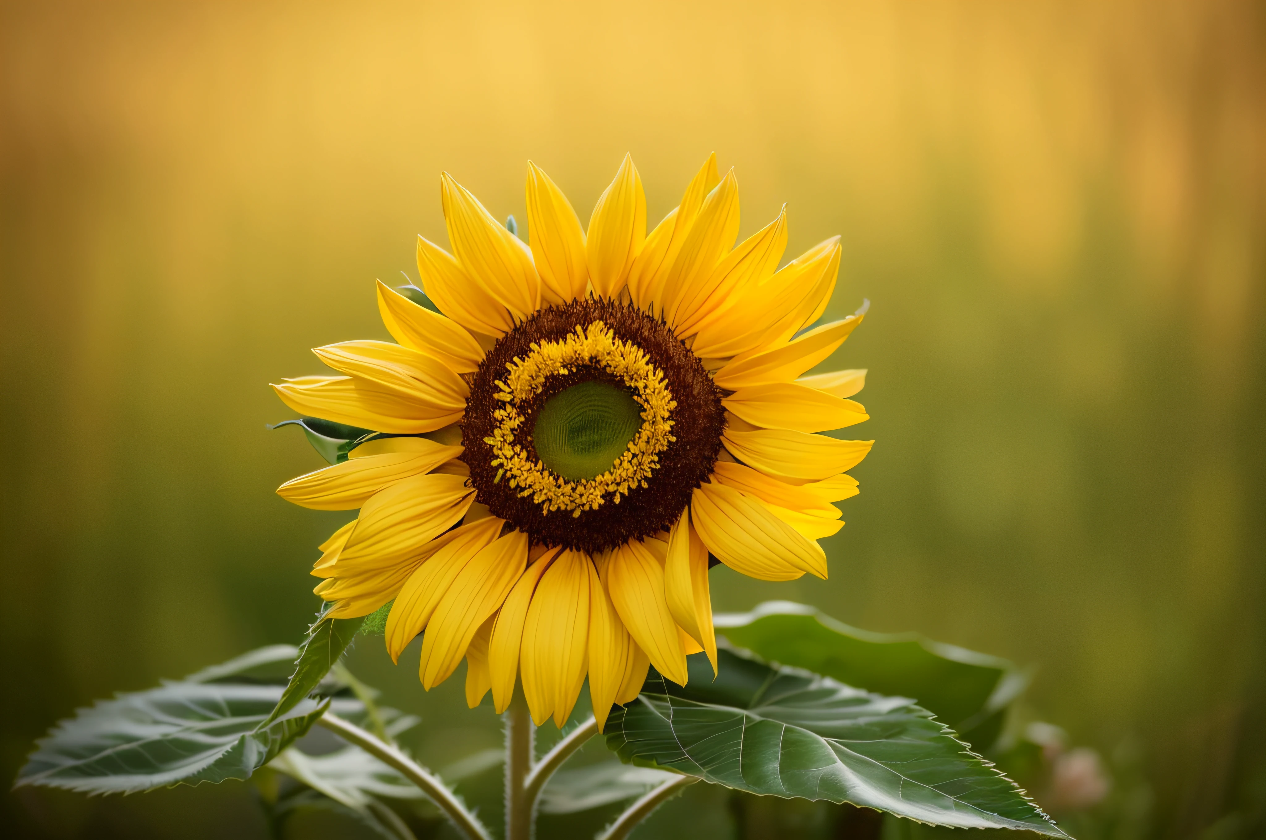 there is a sunflower that is blooming in the garden,Cor : yellow sunflower