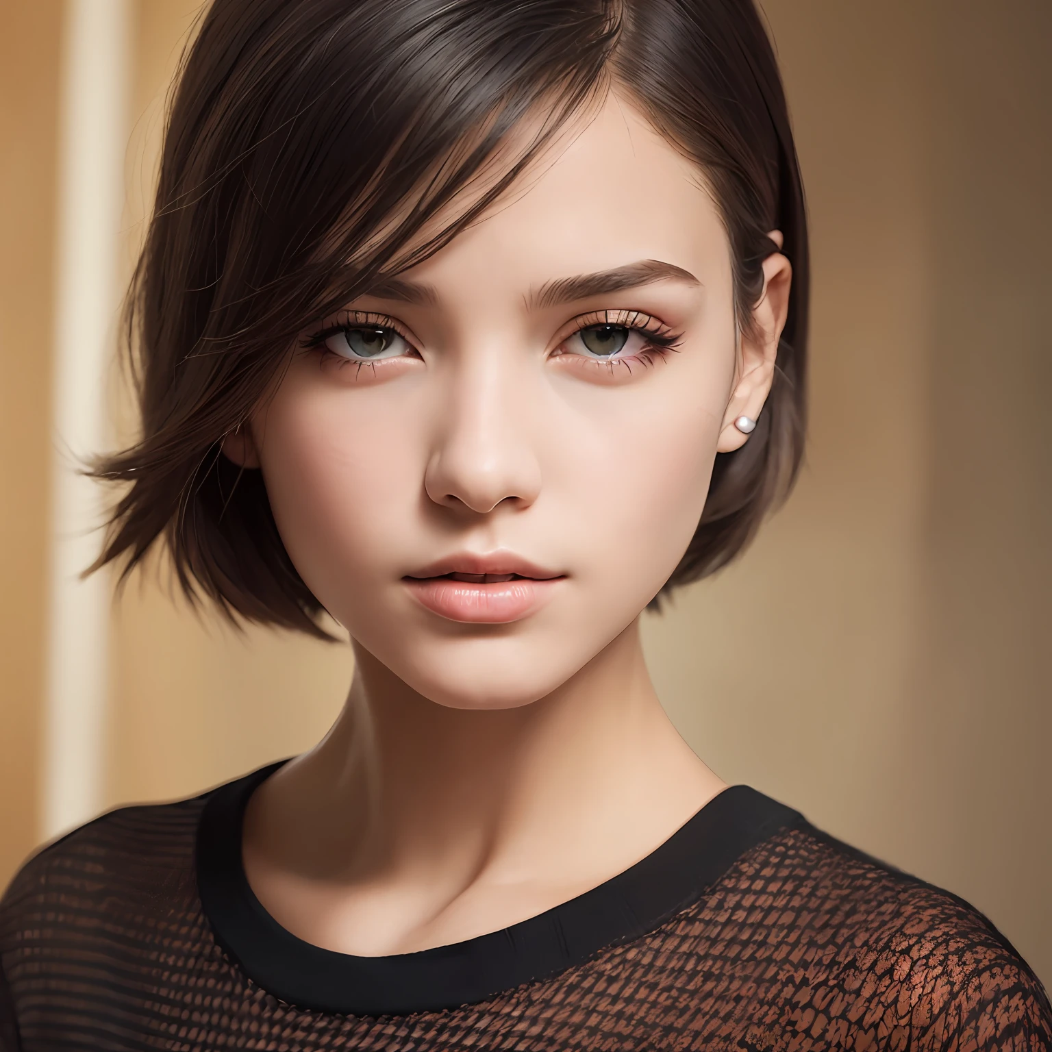 (masterpiece:1.3), (8k, photorealistic, RAW photo, best quality: 1.4), (1girl), beautiful face, (realistic face), (black hair, short hair:1.3), beautiful hairstyle, realistic eyes, beautiful detailed eyes, (realistic skin), beautiful skin, (sweater), absurdres, attractive, ultra high res, ultra realistic, highly detailed, golden ratio --auto