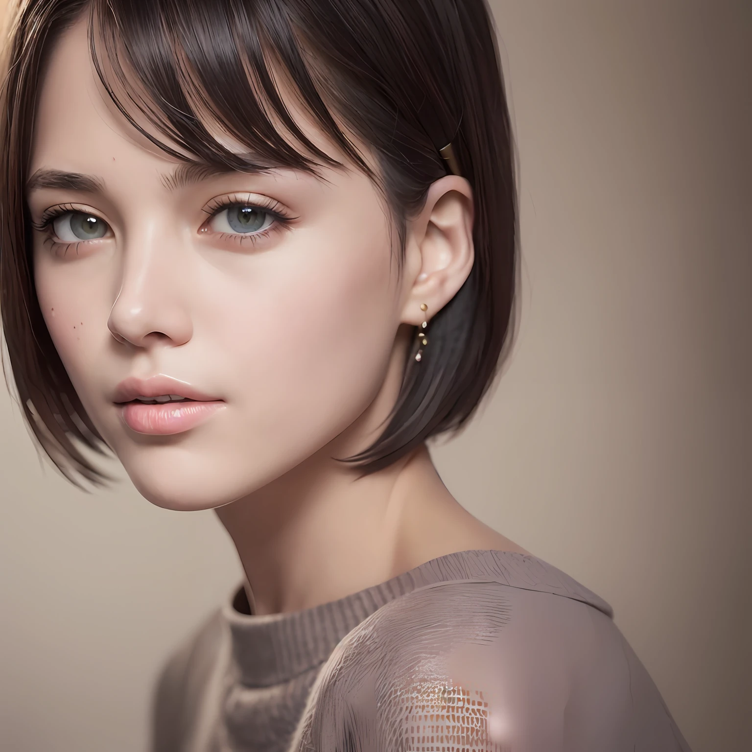 (masterpiece:1.3), (8k, photorealistic, RAW photo, best quality: 1.4), (1girl), beautiful face, (realistic face), (black hair, short hair:1.3), beautiful hairstyle, realistic eyes, beautiful detailed eyes, (realistic skin), beautiful skin, (sweater), absurdres, attractive, ultra high res, ultra realistic, highly detailed, golden ratio --auto