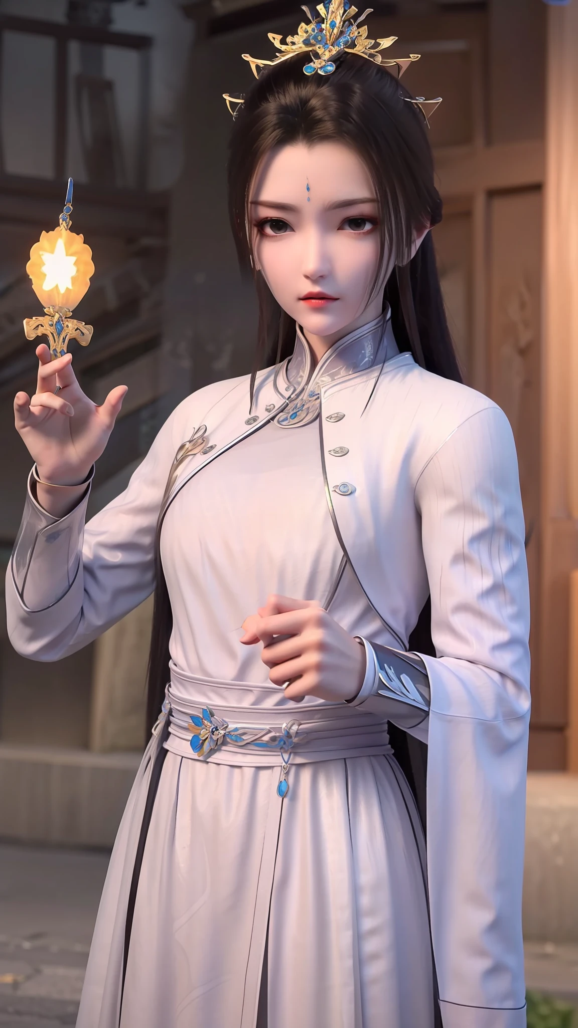 masterpiece,best quality,1girl, brown eyes, black_hair, chinese clothes,red dress,crown,jewelry,hair ornament,looking_at_viewer, cowboy shot,