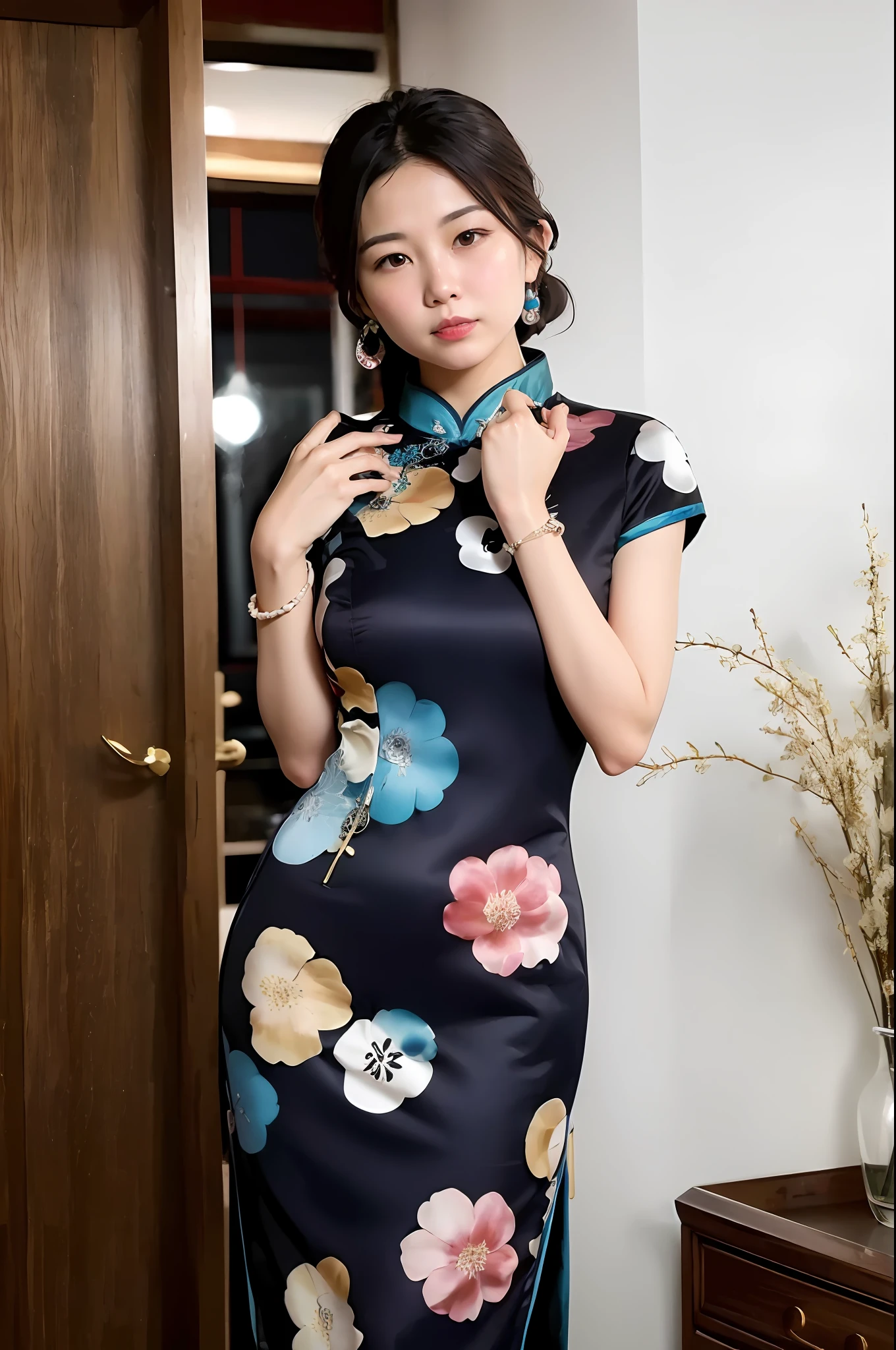 Oriental women，with white skin，Maintain facial features。