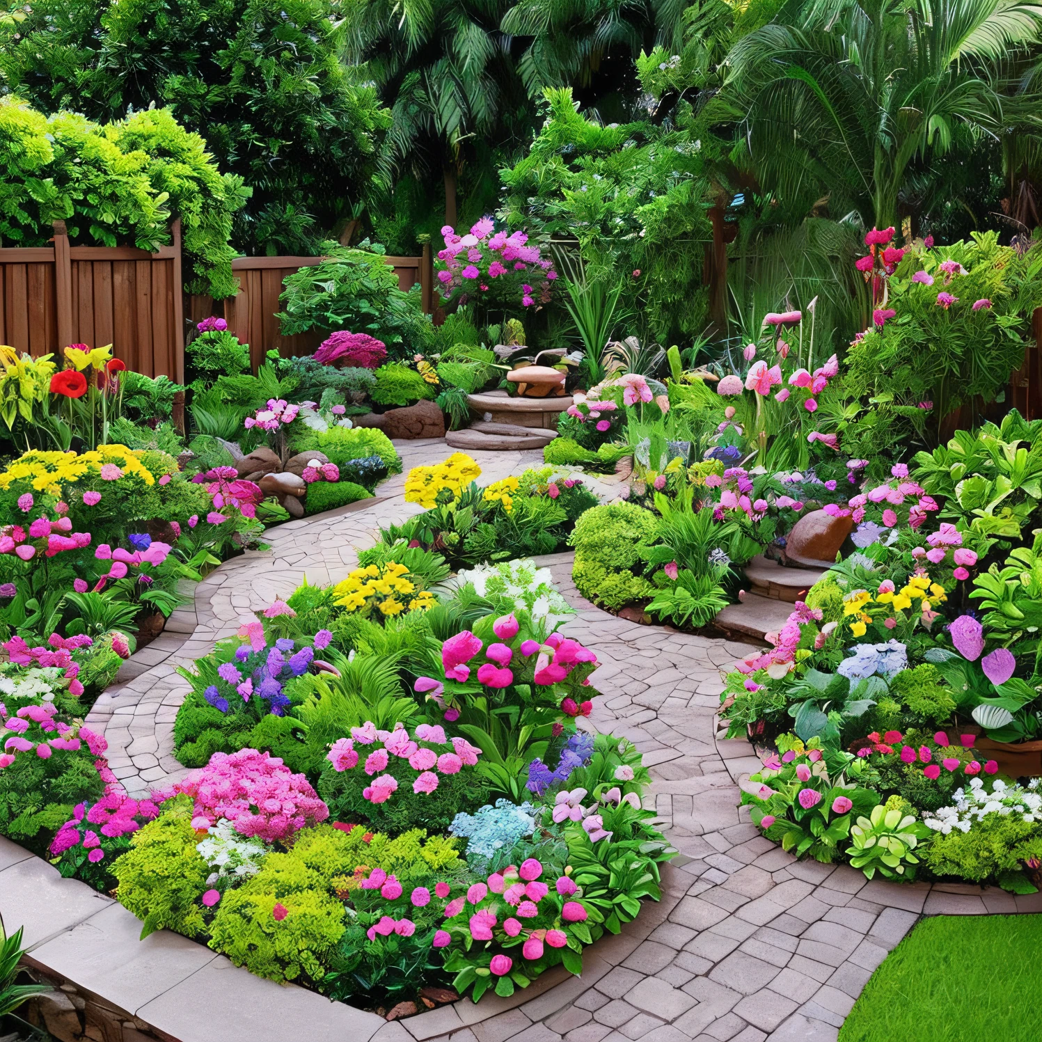 barbie garden, tropical, several garden options. rose plants. --auto