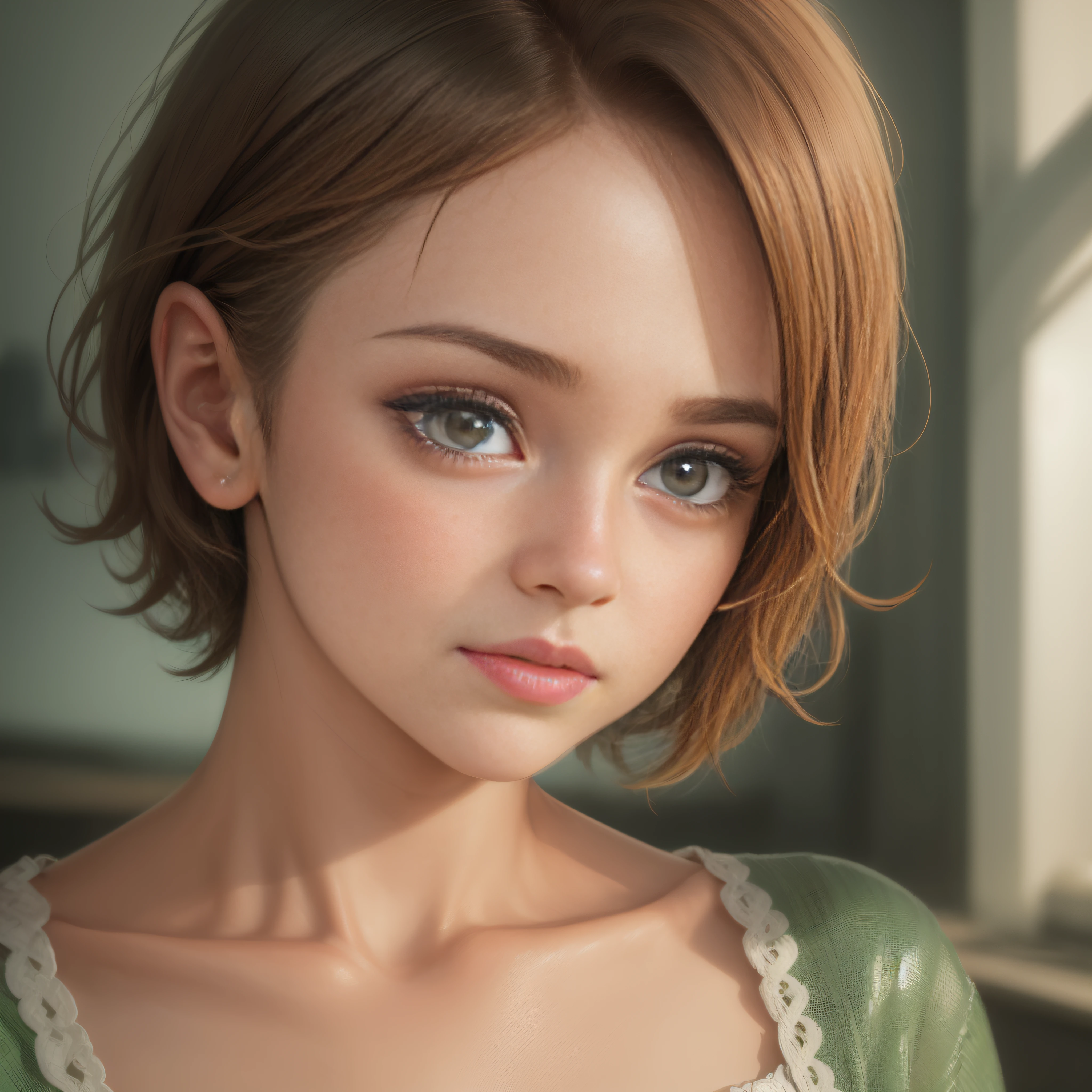 there is a woman with a necklace, soft portrait shot 8 k, cinematic headshot portrait, realistic face moody lighting, young woman's face, cinematic portrait, perfectly lit face, --auto