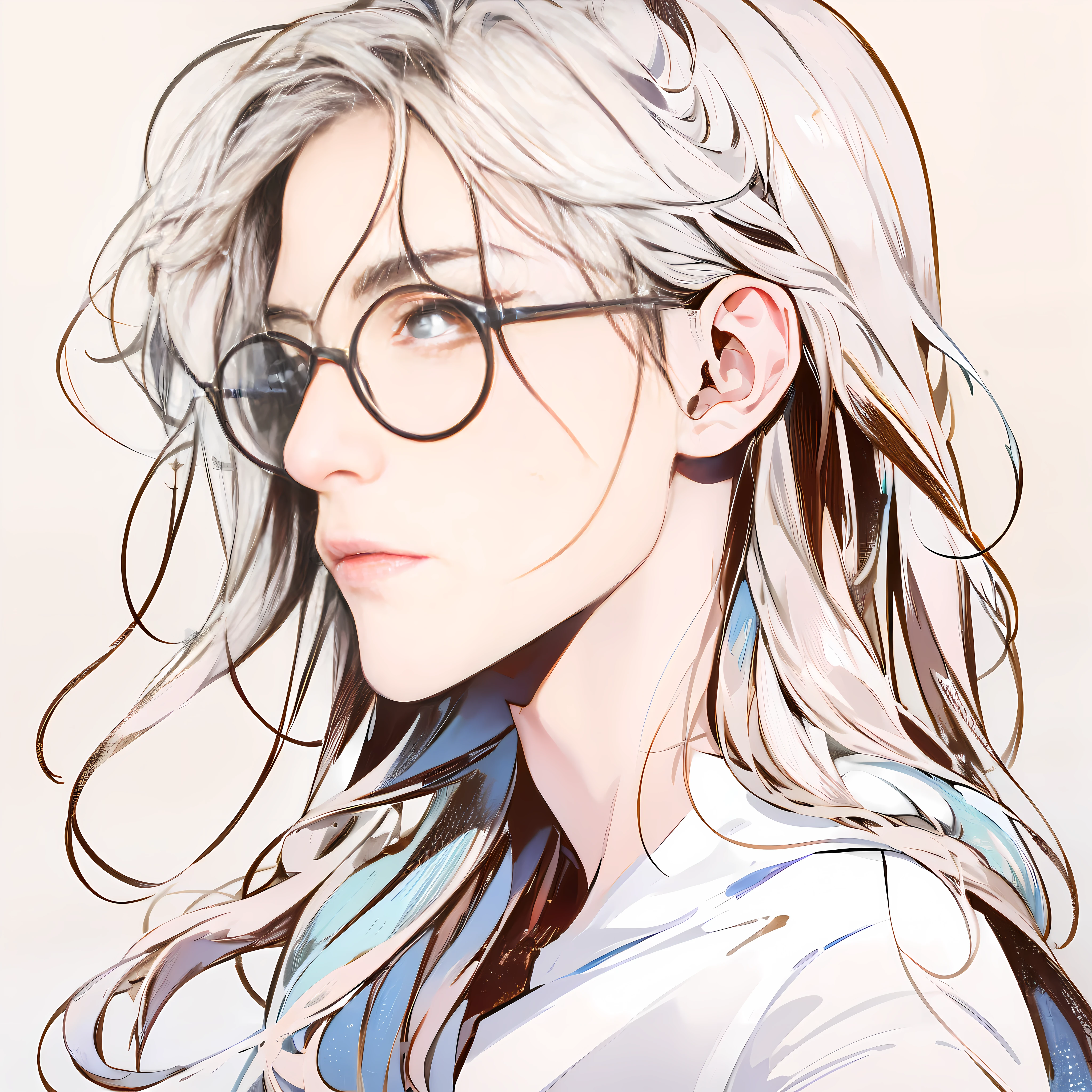 (Absurde,high resolucion,ultra -detailed,hdr),nmasterpiece,最佳质量,((Libido boy)),独奏,Handsome,dark brown hair,Fine eyes and detailed face,white blouse shirt(Pale and white skin),Ear stitching,clean detailed anime style,(Clear lines)Large aperture、Low ISO、White balance、thirds rule、8K