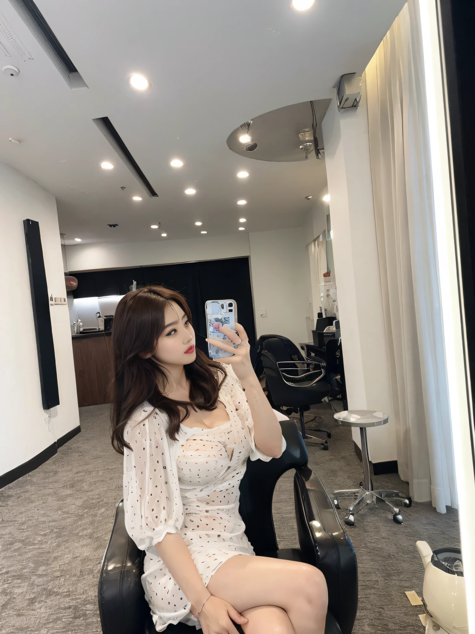 ((Midnight, Best quality, 8k, Masterpiece :1.3)), Whole body, Long legs, Sharp focus :1.2, A pretty woman with perfect figure :1.4, Slender abs :1.1, ((Dark brown hair, Big breasts :1.2)), (White tight tshirt, Jean bib, Standing:1.2), ((Night city view, Rooftop:1.3)), Highly detailed face and skin texture, Detailed eyes, Double eyelid