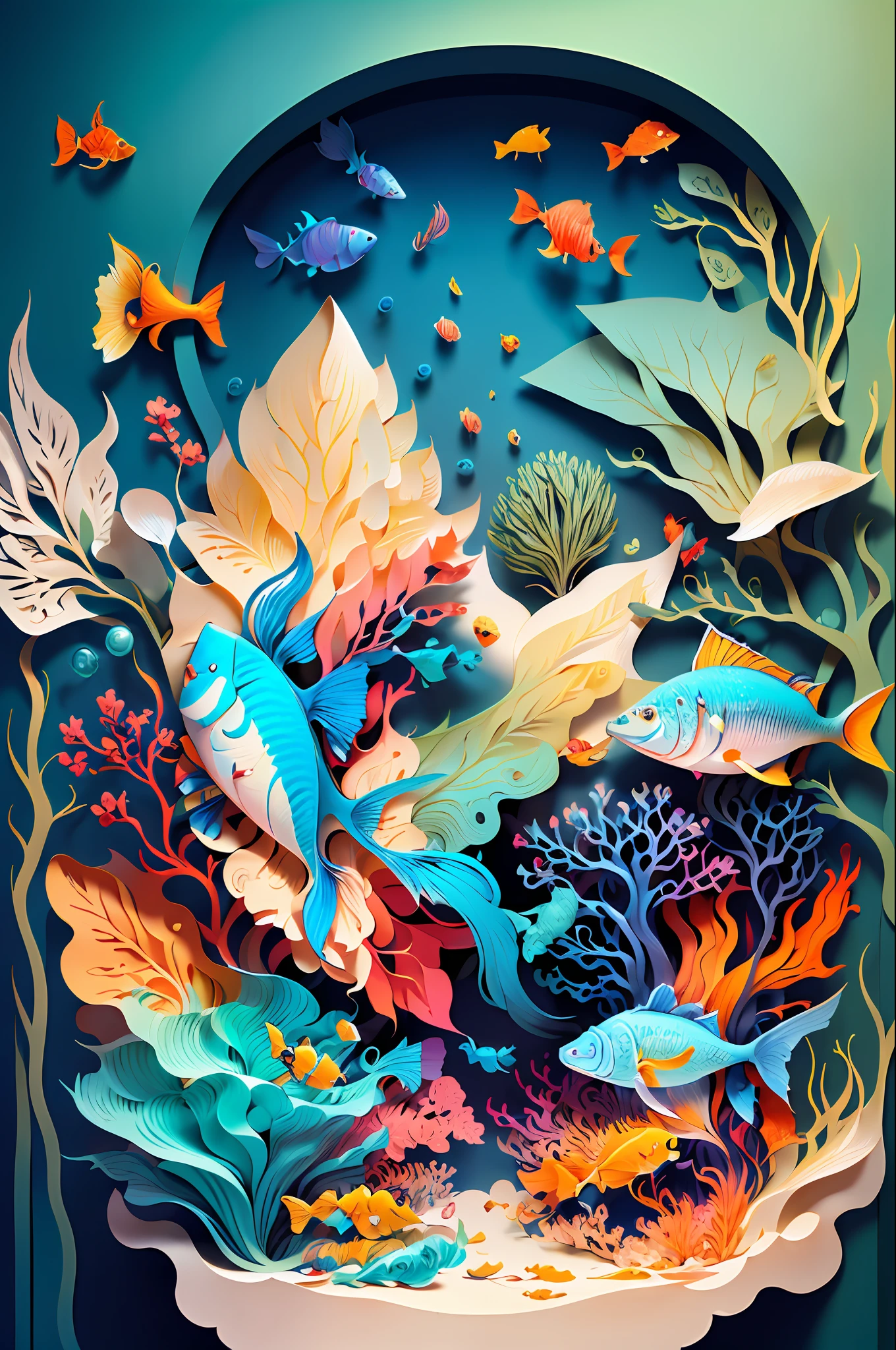 (((masterpiece))),bestquality,illustration,beautifuldetailedglow,
paper_cut, cat, underwear, (fish)