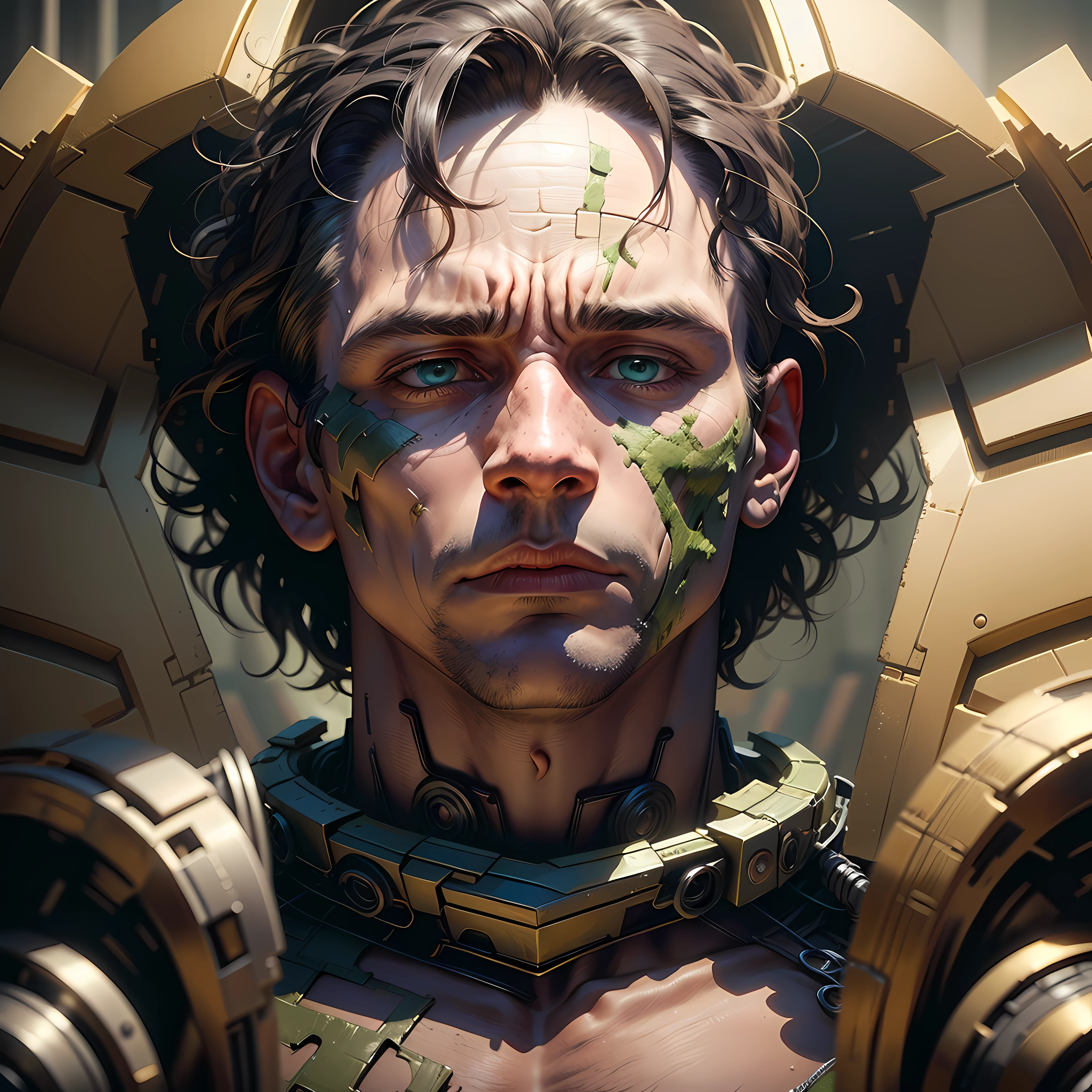 (Mark Ruffalo as Bruce Banner / Hulk (Green Giant)), natural facial expression, beautiful hairstyle, dramatic, gorgeous, award-winning, is a true masterpiece of masculine beauty, face movie-like, anatomically perfect from a man of steel standing tall in an abandoned city. Studio lighting accentuates muscles. The landscape is lush and mysterious, with the dark city and its surroundings. The camera details everything. When looking at beautiful eyes, there are eyes that attract others. His eyes are on the viewer, you can clearly see every little detail and every perfect line, every beautiful skin detail with 8K quality, people are captivated by the confidence exuded from every glance. His head is framed with black hair and his face is painted with meticulous details using 8K quality images. He's wearing a movie-like outfit that's tattered after the battle, green skin all over, an angry, roaring face this adds to his confidence." --auto