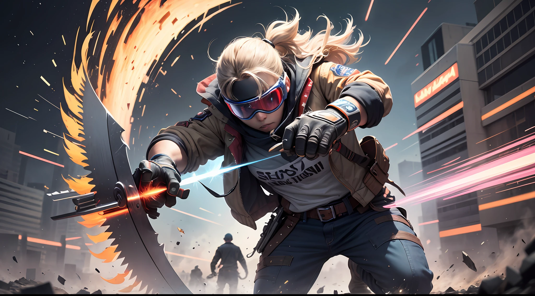 A saw blade that spins like a shooting star,Broken objects,Strong picture impact,Game banner