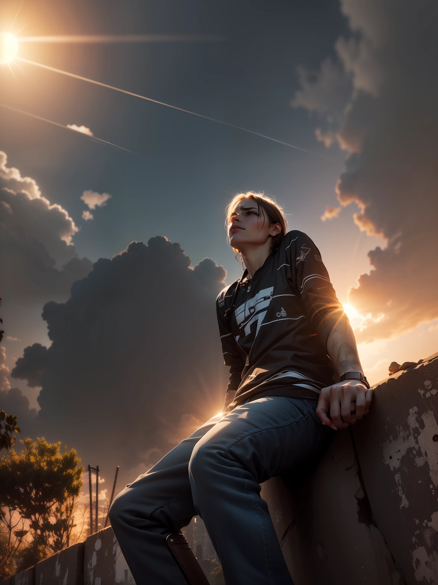 Change background sad mood ultra realistic with sun