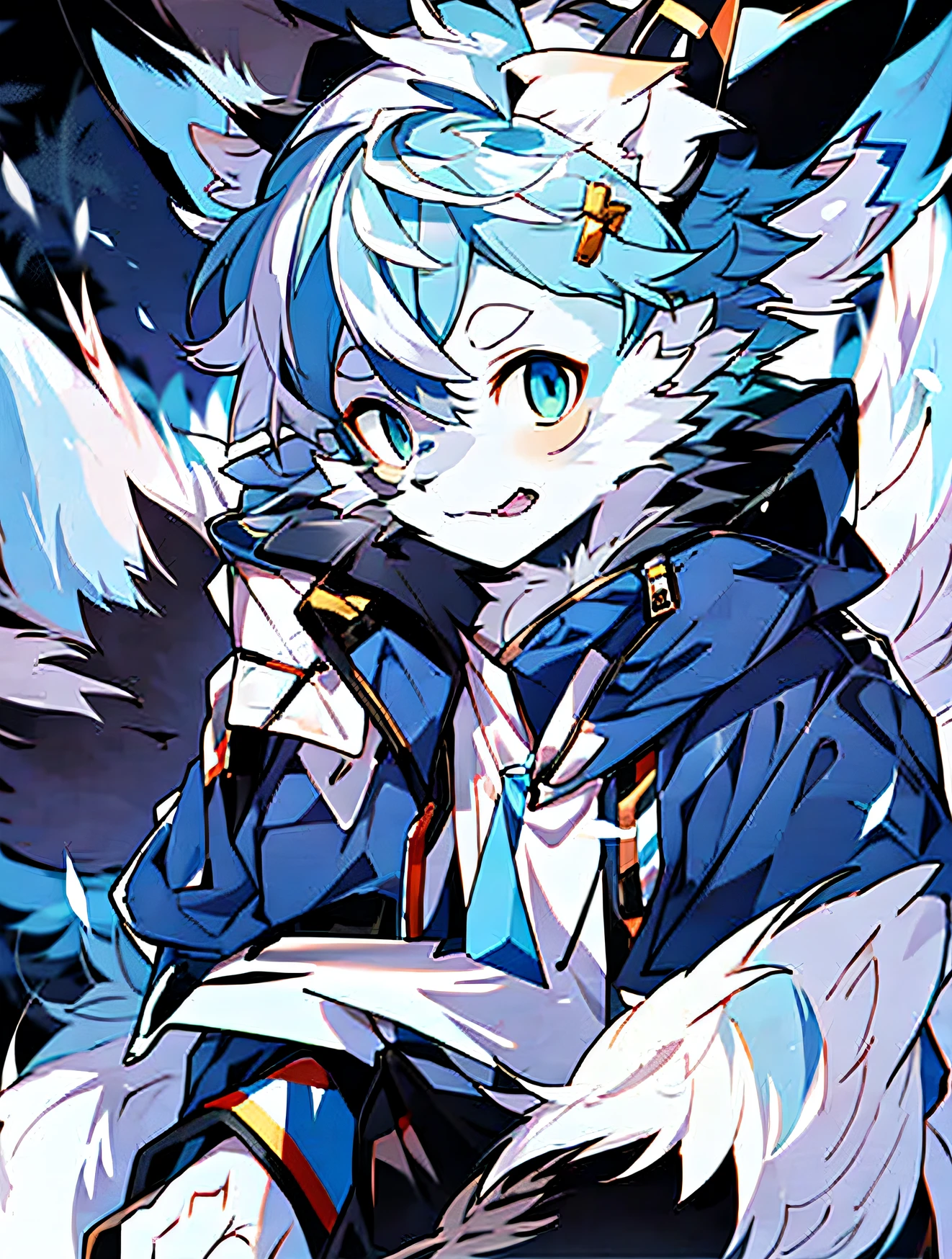 Add a sky blue ear and sky blue tail