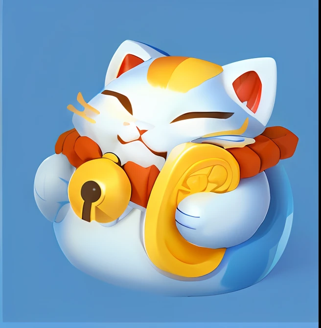 gameicon,There is a cat kawaii cat, Meow, 3 d icon for mobile game, Ceramic material,  9K, high qulity，ultra-high-resolution