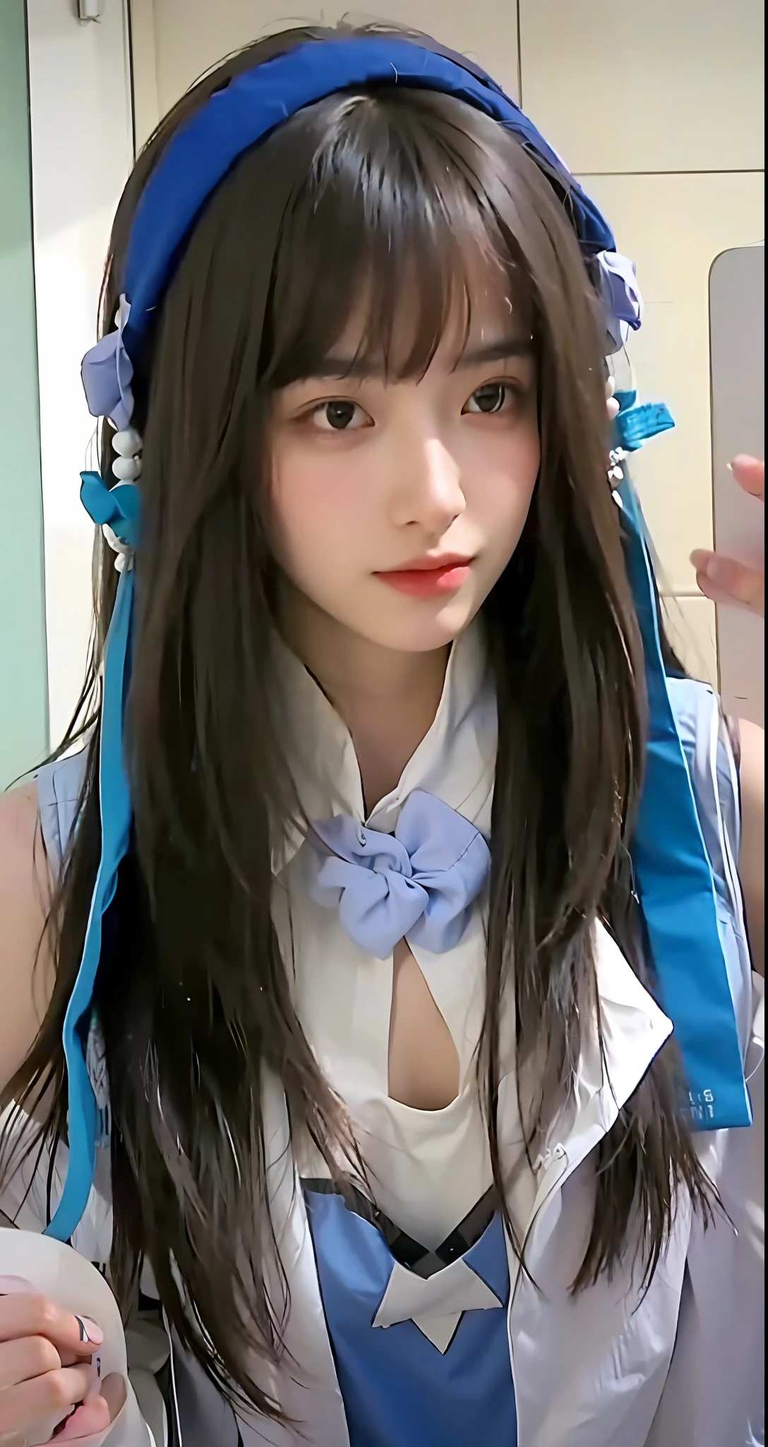 (Large breast:1.4),(shirt:1.4),(Best quality,masterpiece,ultra high res,(photorealistic:1.4),1girl,(:1.4),(long hair:1.6)