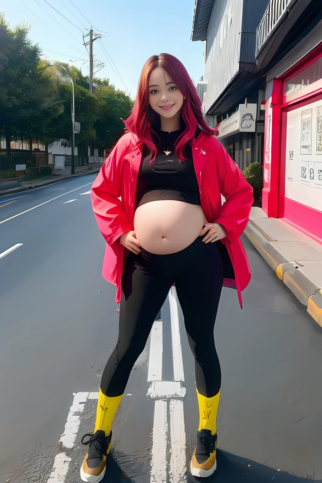 lucy \(cyberpunk\), 1girl, franja, ombros nus, pregnant big belly, cinto, faixa preta, collant preto, black pant, blurry, corte bob, (seios pequenos), arms extended, noite, corte de roupas, jaqueta cortada, cyberpunk, profundidade de campo, olhos gradientes, olhos cinzentos, cabelos grisalhos, jaqueta, collant, lips gravida, barriga gravida nove meses, barriga grande, gravida nove meses,, mechanical parts, mid breasts, olhos multicoloridos, cabelo multicolorido, noite, nightsky, fora do ombro, roupas abertas, jaqueta aberta, ao ar livre, breeches, half-open lips, railing, delineador vermelho, sci fi, cabelo curto com mechas longas, shorts curtos, shorts, sidelocks, heaven, solo, standing on, dentes, recorte na coxa, apenas dentes superiores, jaqueta branca, shorts brancos, cyberpunk \(series\ ), cyberpunk edgerunners olhando para o espectador, (((umbigo recortado))), (umbigo), molhado, blush, boca coberta, boca fechada, highly resolution, fotorrealista, (pele brilhante), (((barriga))), fio, light particle, blue skies, contre-jours, cintura estreita, anatomia perfeita, melhor qualidade, 2D, (sorriso maligno)