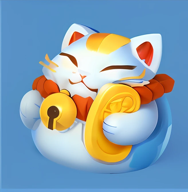 gameicon,There is a cat kawaii cat, Meow, 3 d icon for mobile game, Ceramic material,  9K, high qulity，ultra-high-resolution